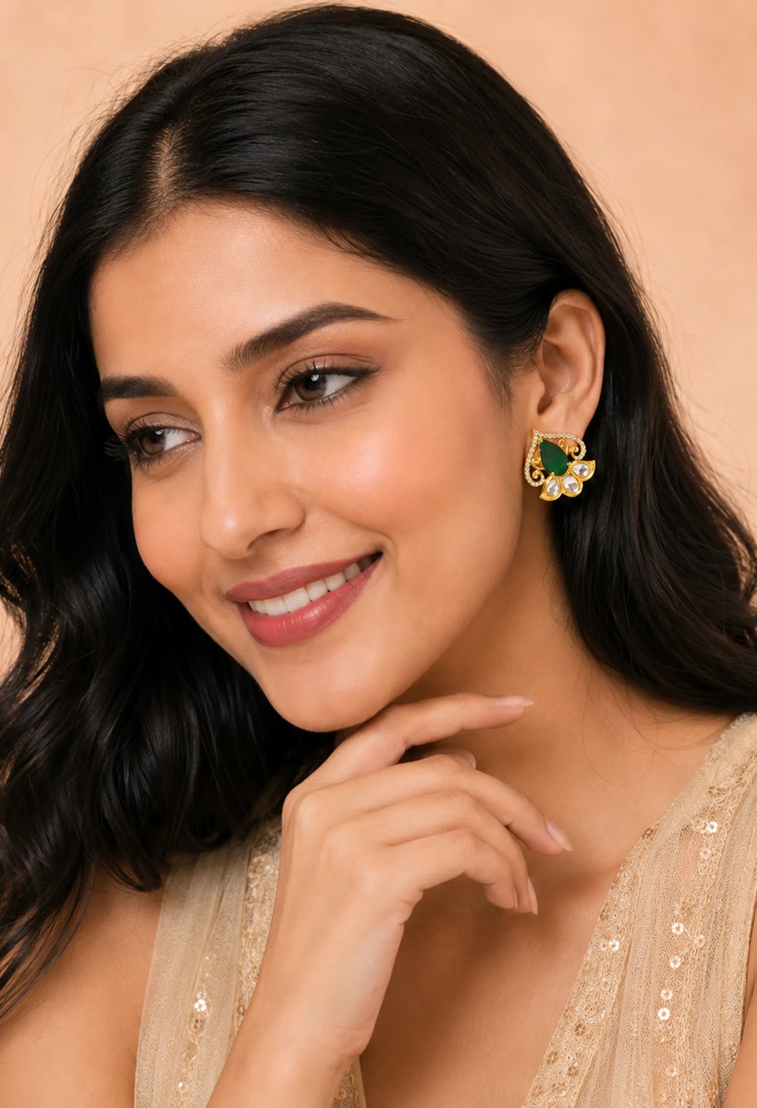 Emerald Heart Bloom Studs