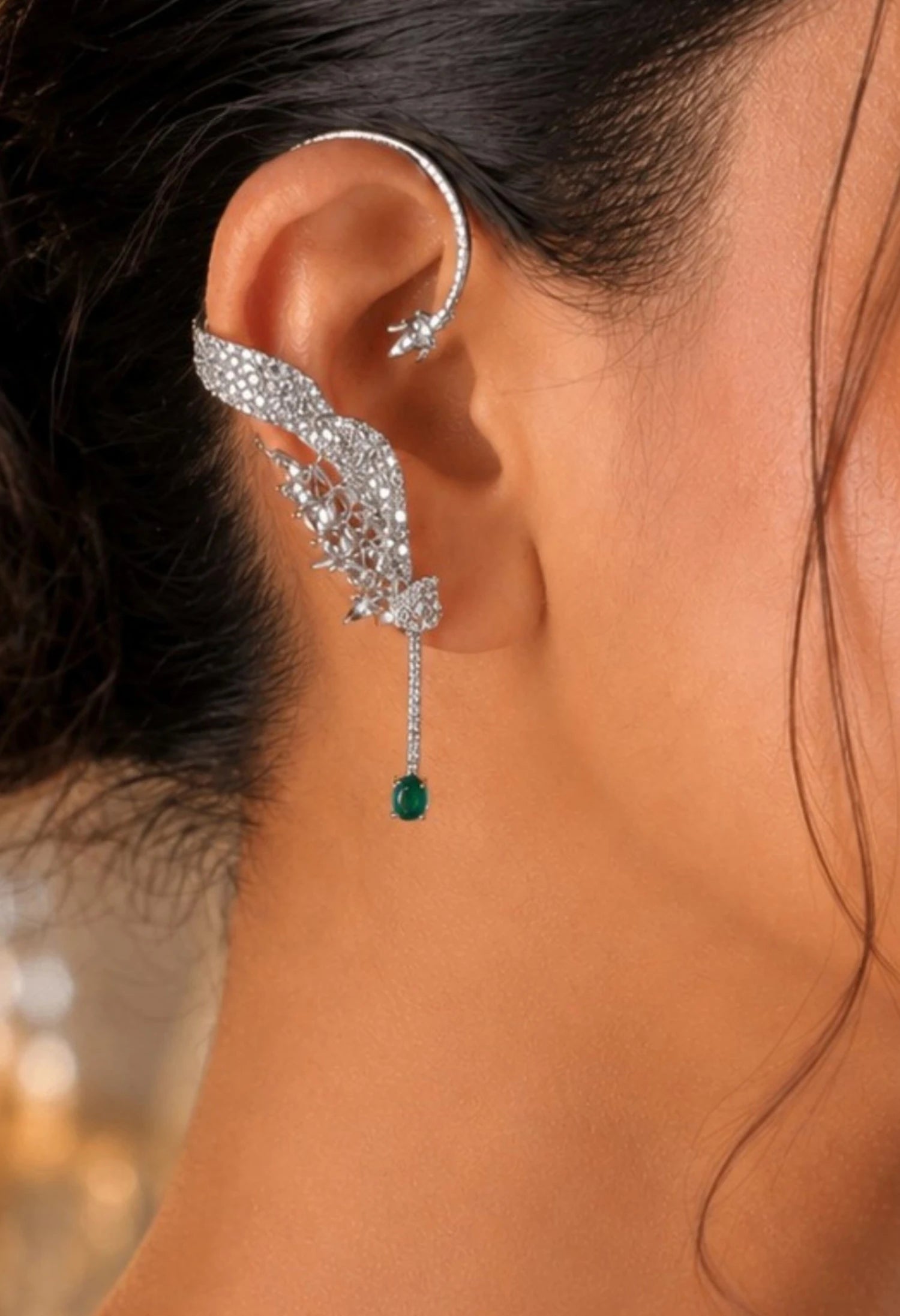 Emerald Whisper Ear Cuffs