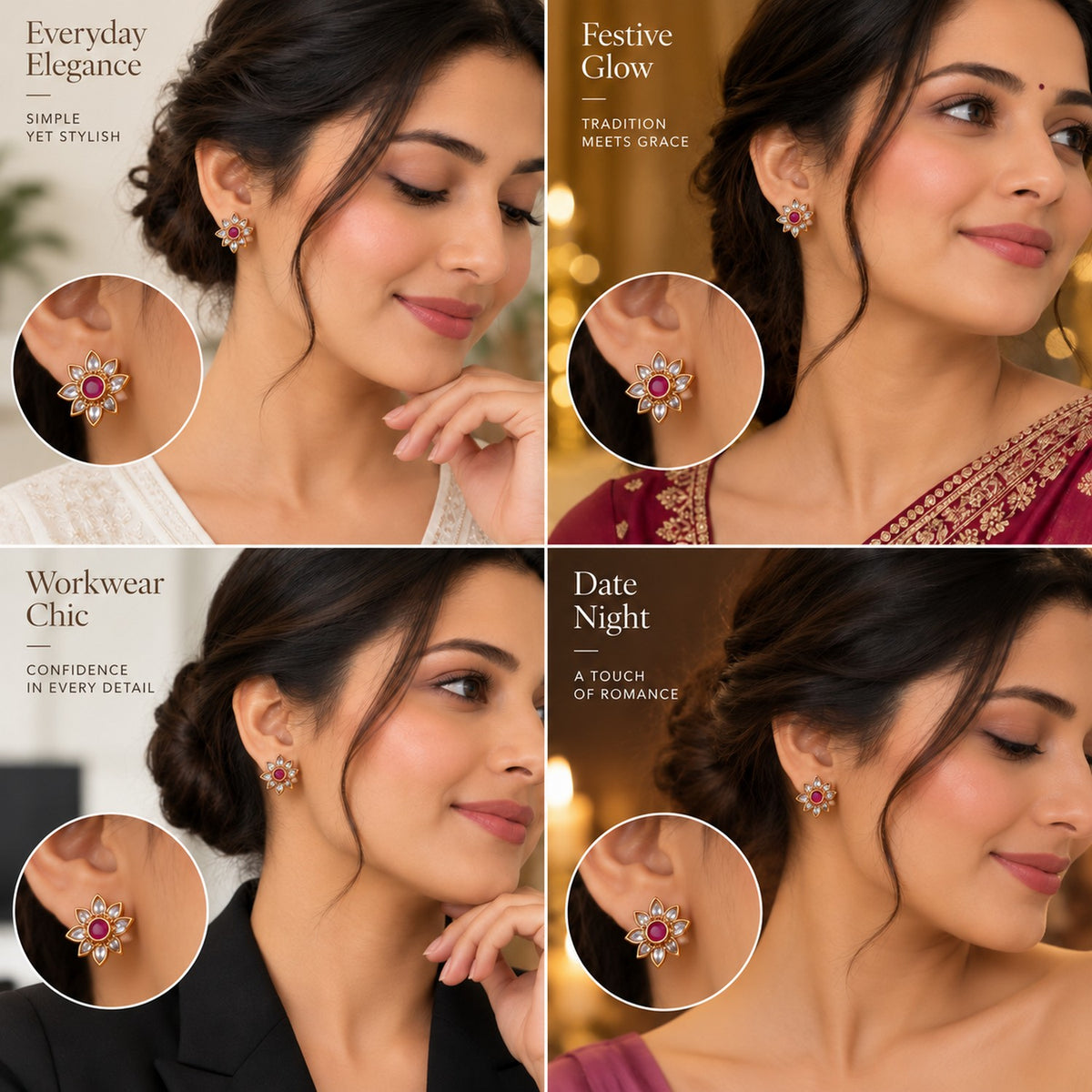 Ruby Bloom Stud Earrings