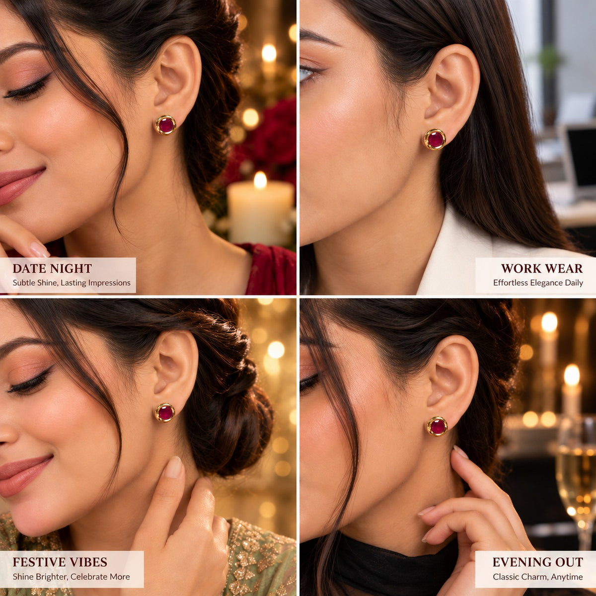 Crimson Halo Stud Earrings