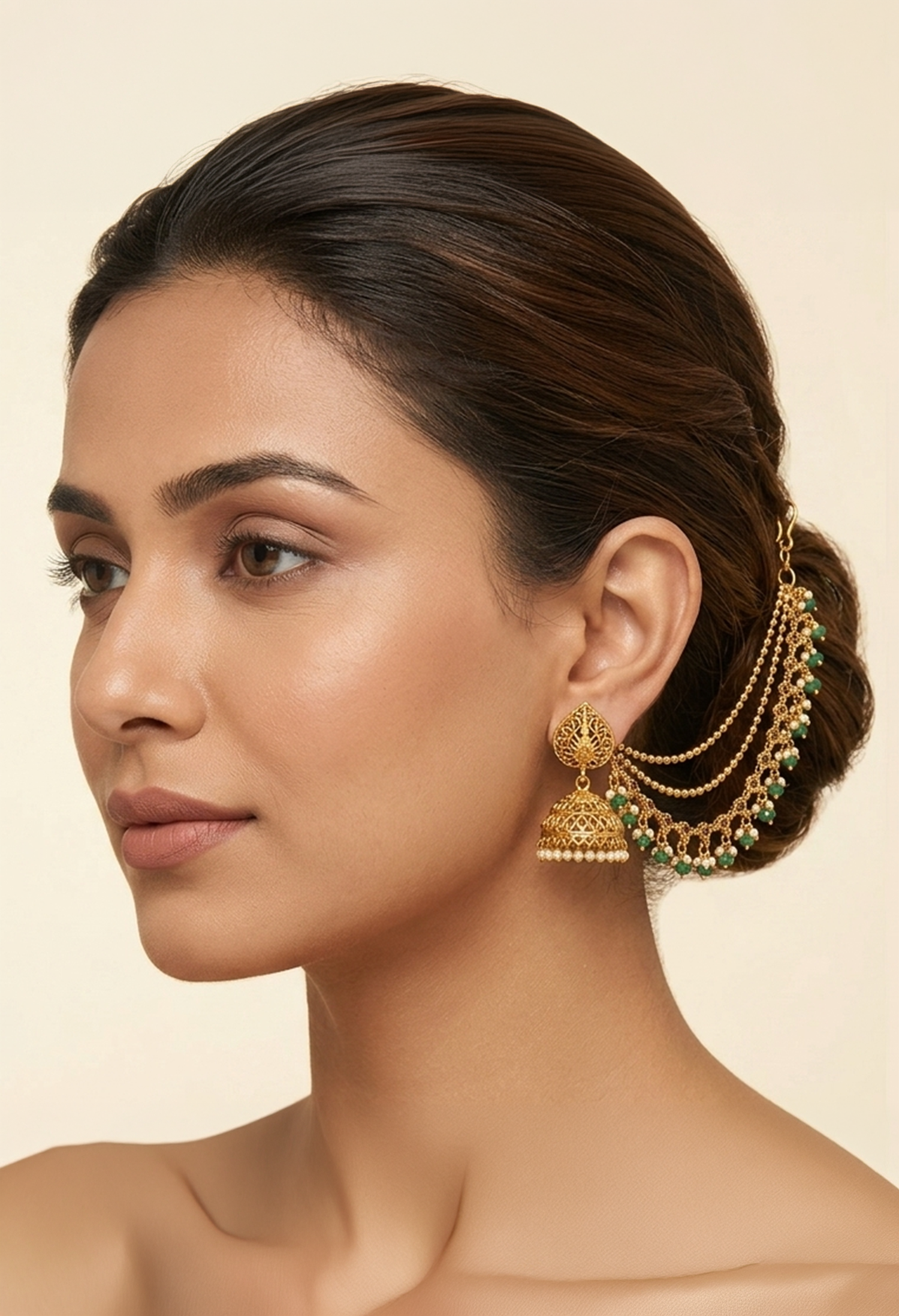Emerald Veil Ear Chain