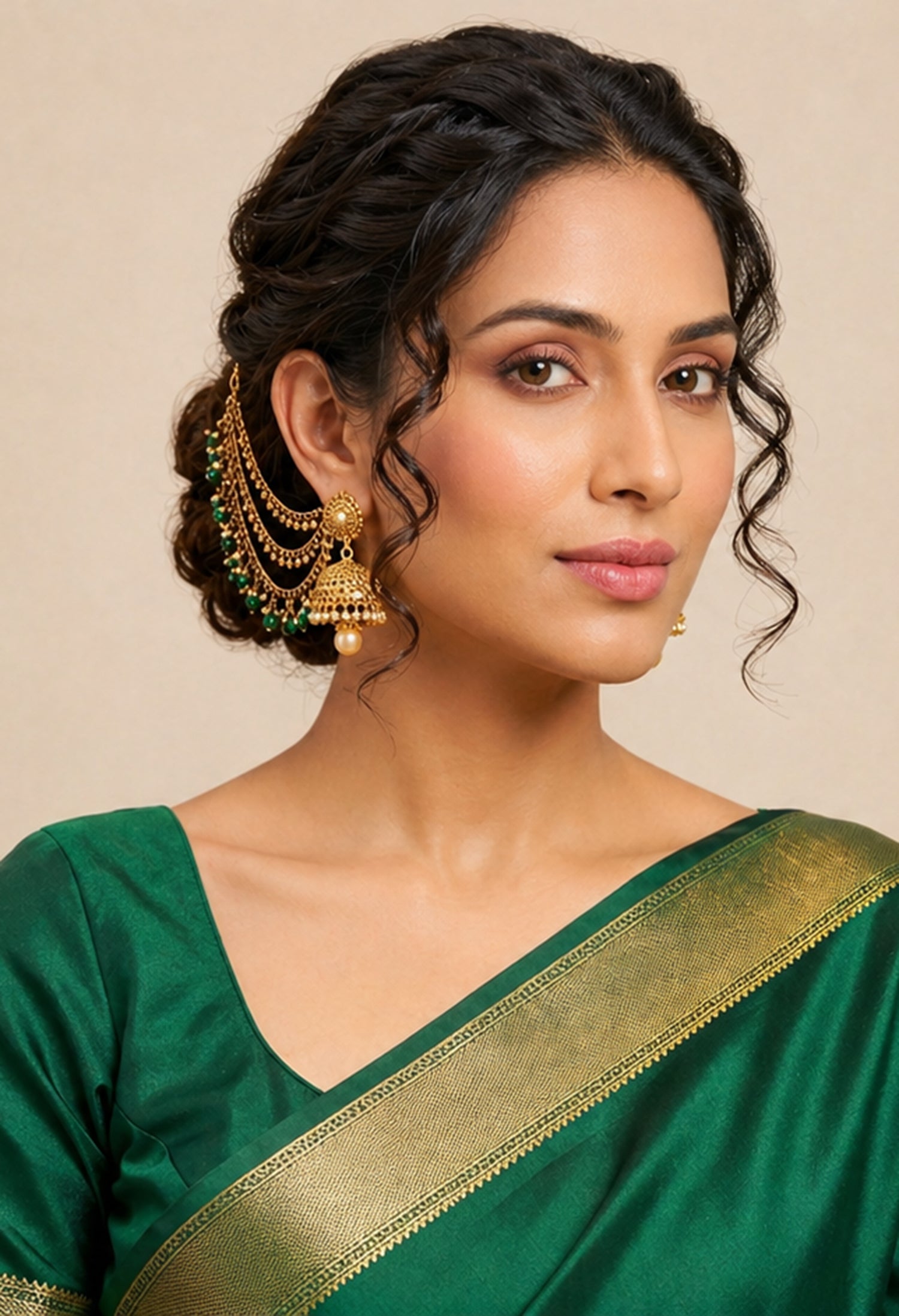 Emerald Veil Ear Chain