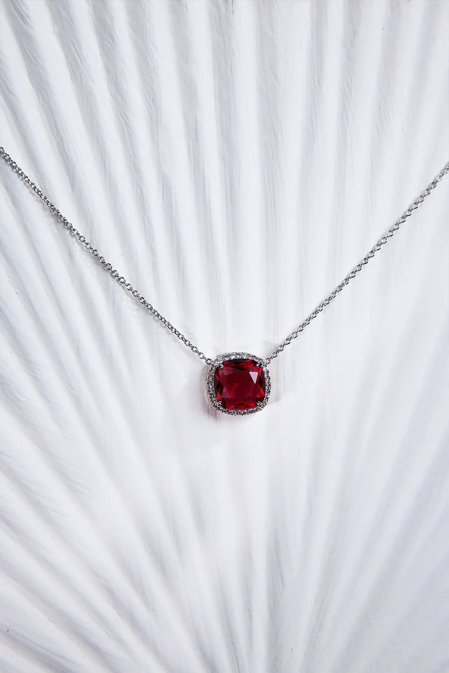 Crimson Gleam Pendant and Earring Set