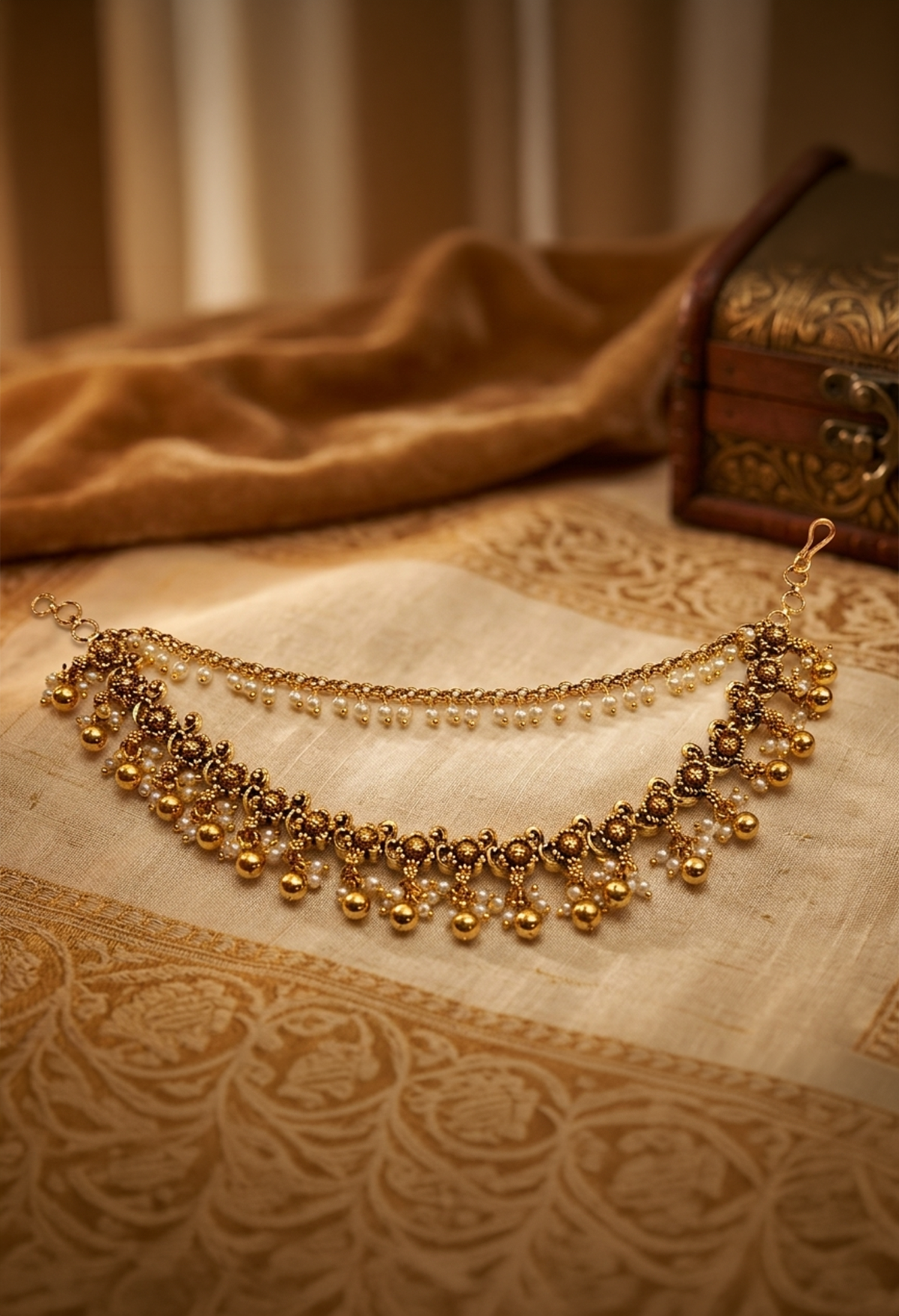 Royal Pearl Drape Ear Chain