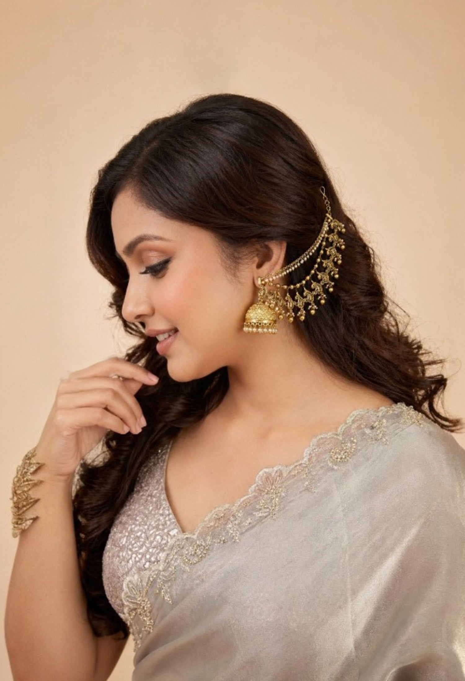 Antique Paisley Pearl Ear Chain