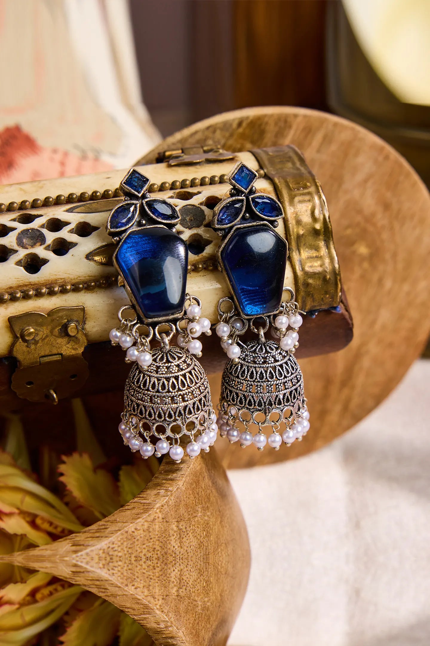 Sapphire Stardust Jhumkas