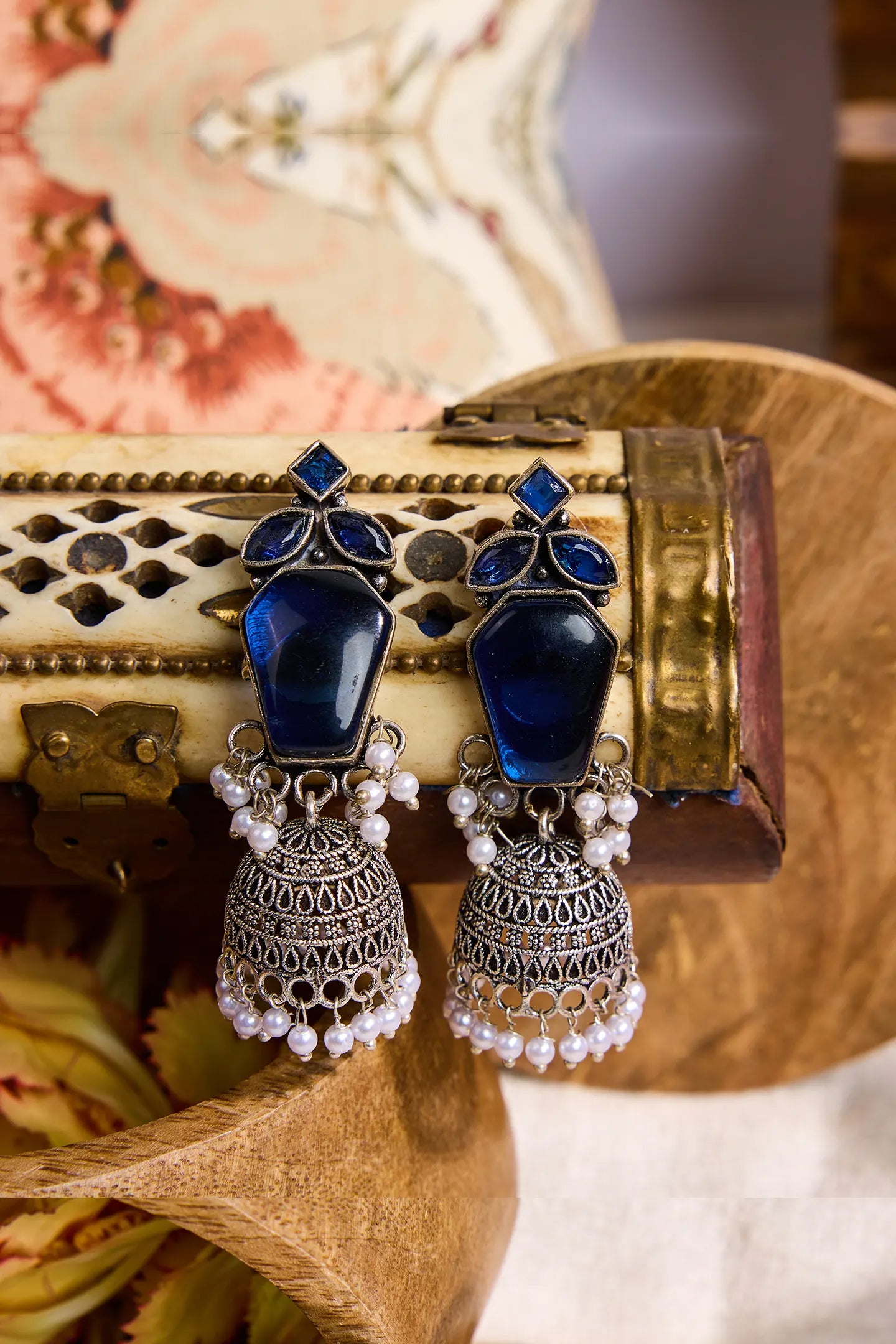 Sapphire Stardust Jhumkas