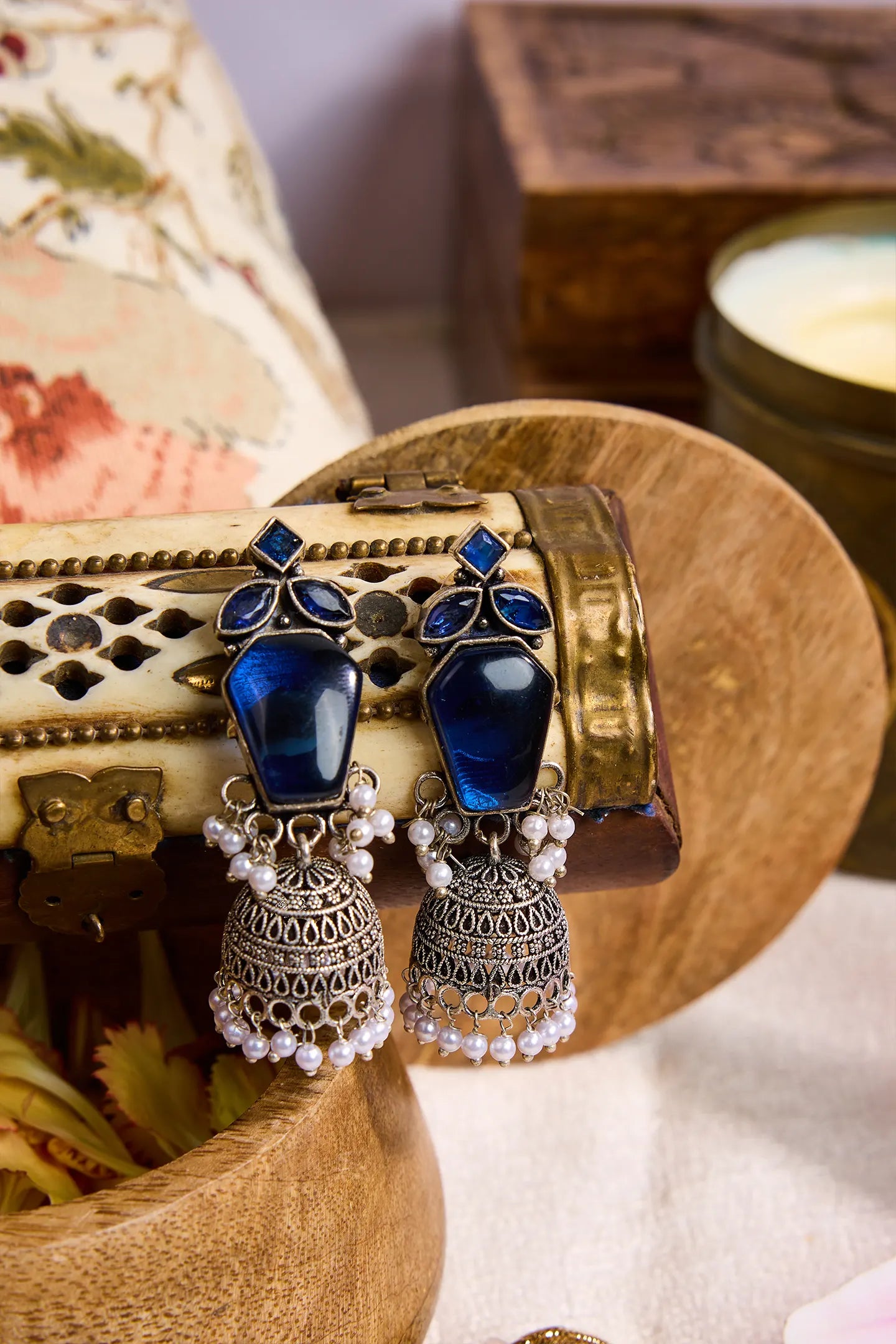 Sapphire Stardust Jhumkas