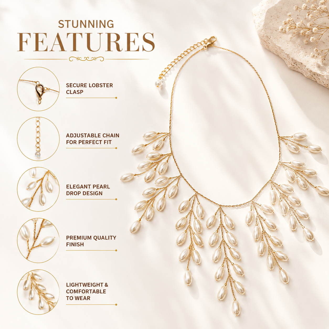 Pearl Vine Cascade Statement Necklace