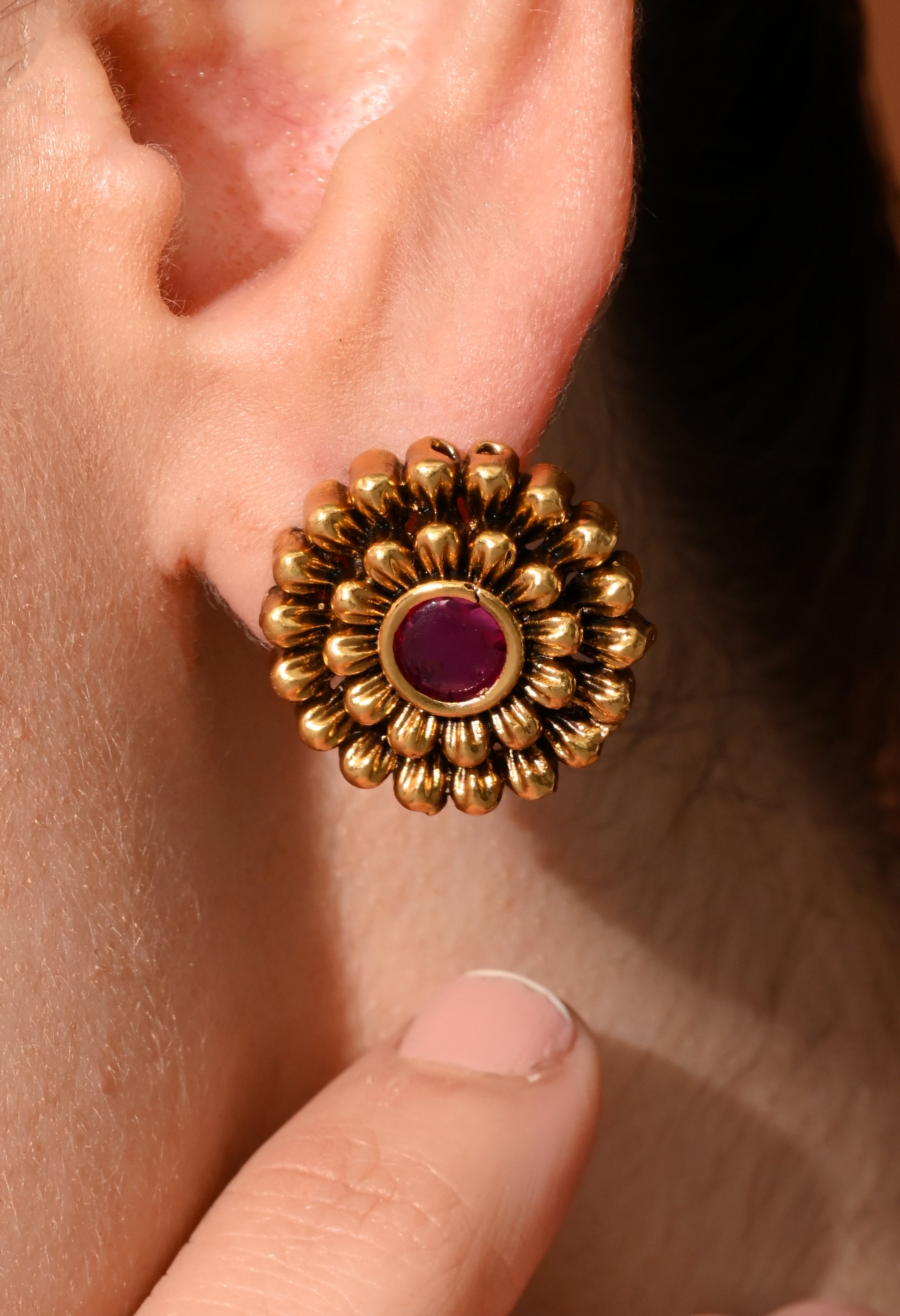 Ruby Sunburst Studs