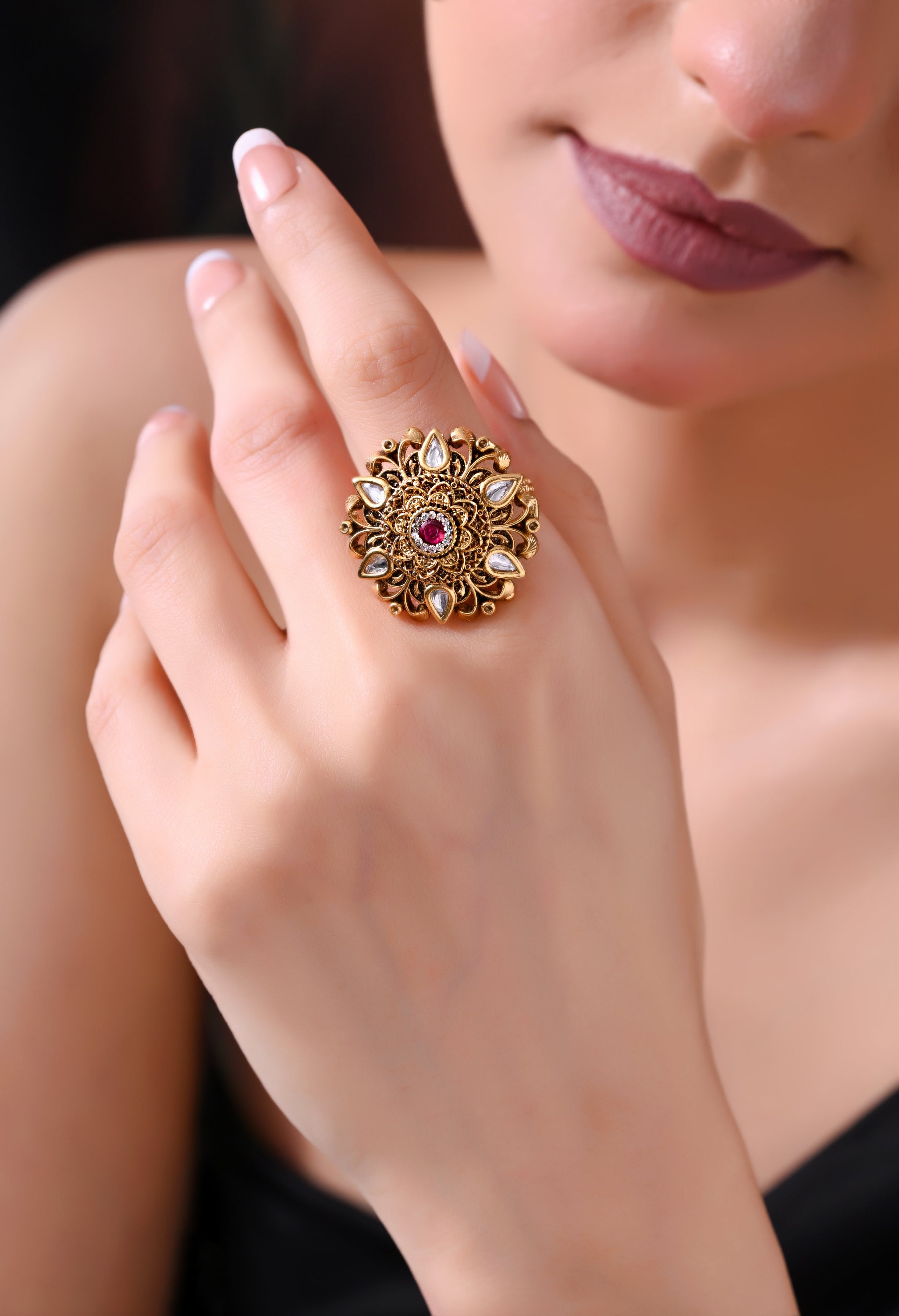 Ruby Radiance Bloom Ring