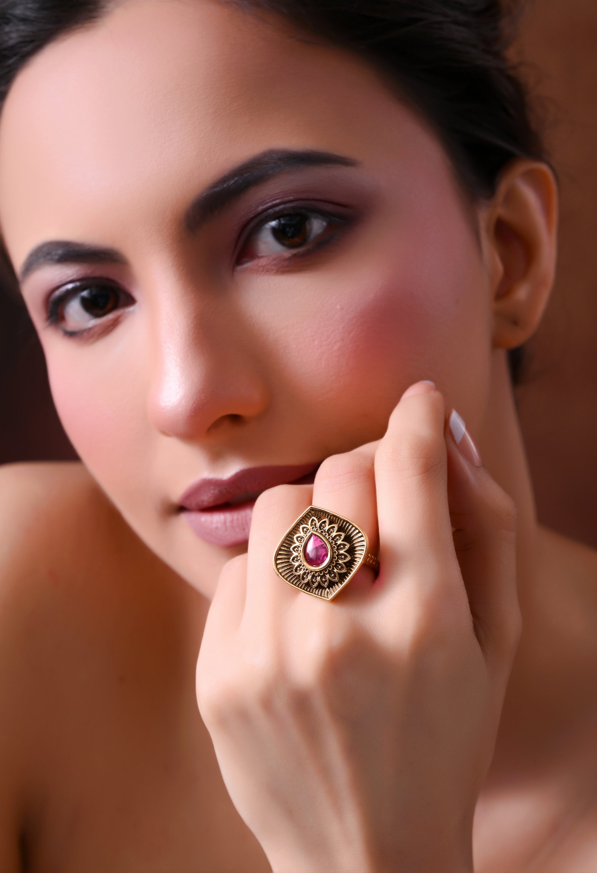Ruby Shield Bloom Ring