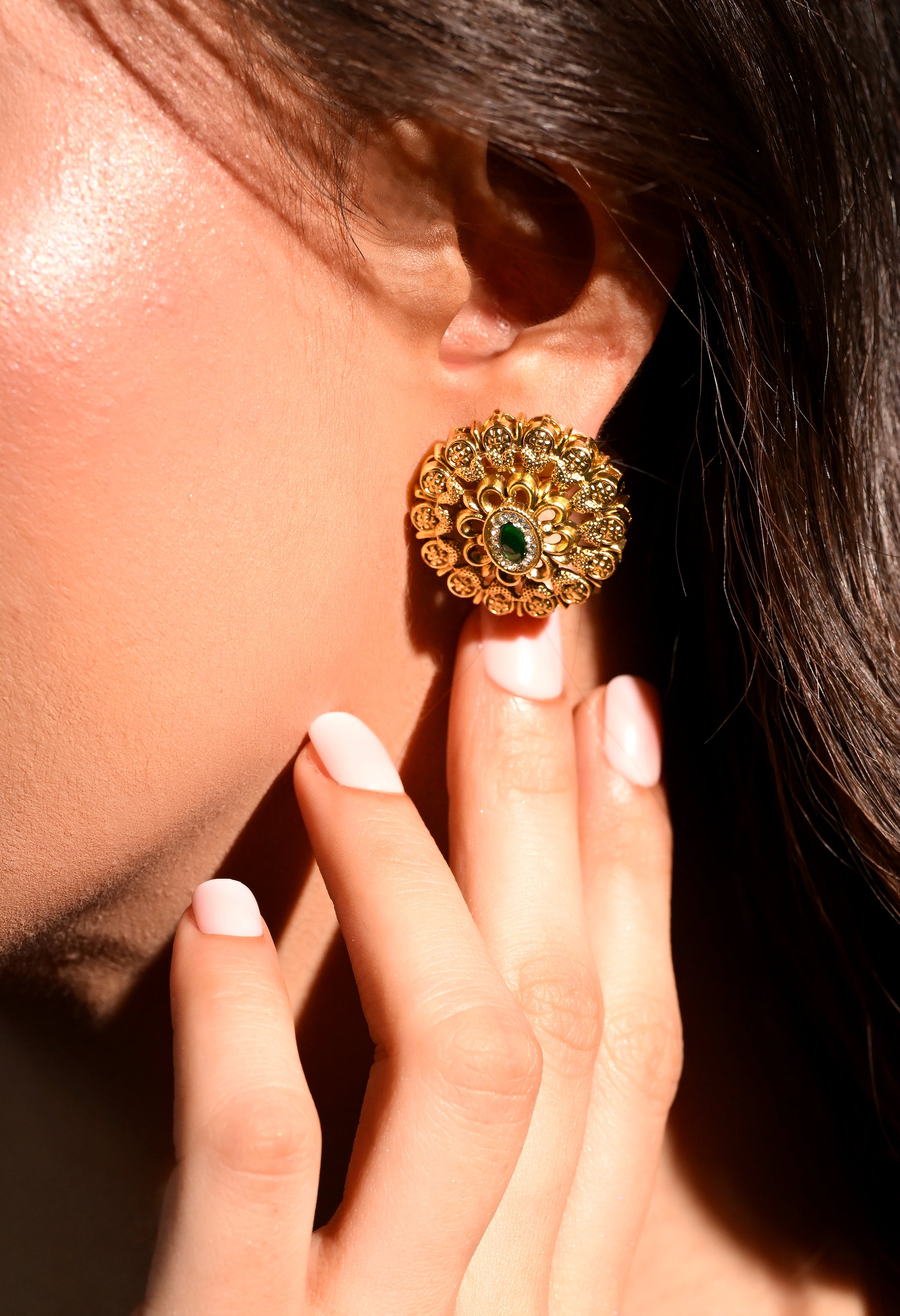 Emerald Bloom Stud Earrings
