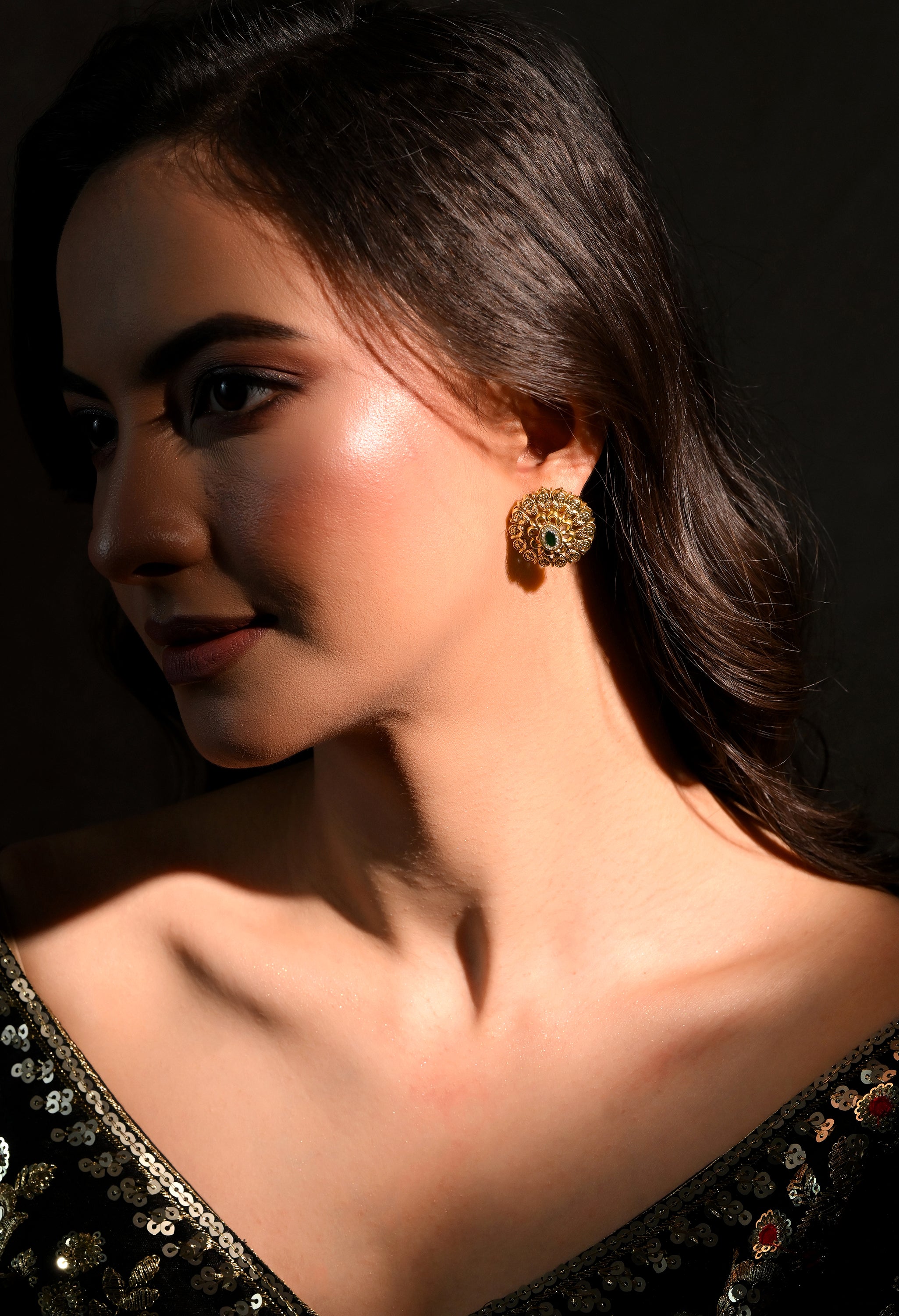 Emerald Bloom Stud Earrings