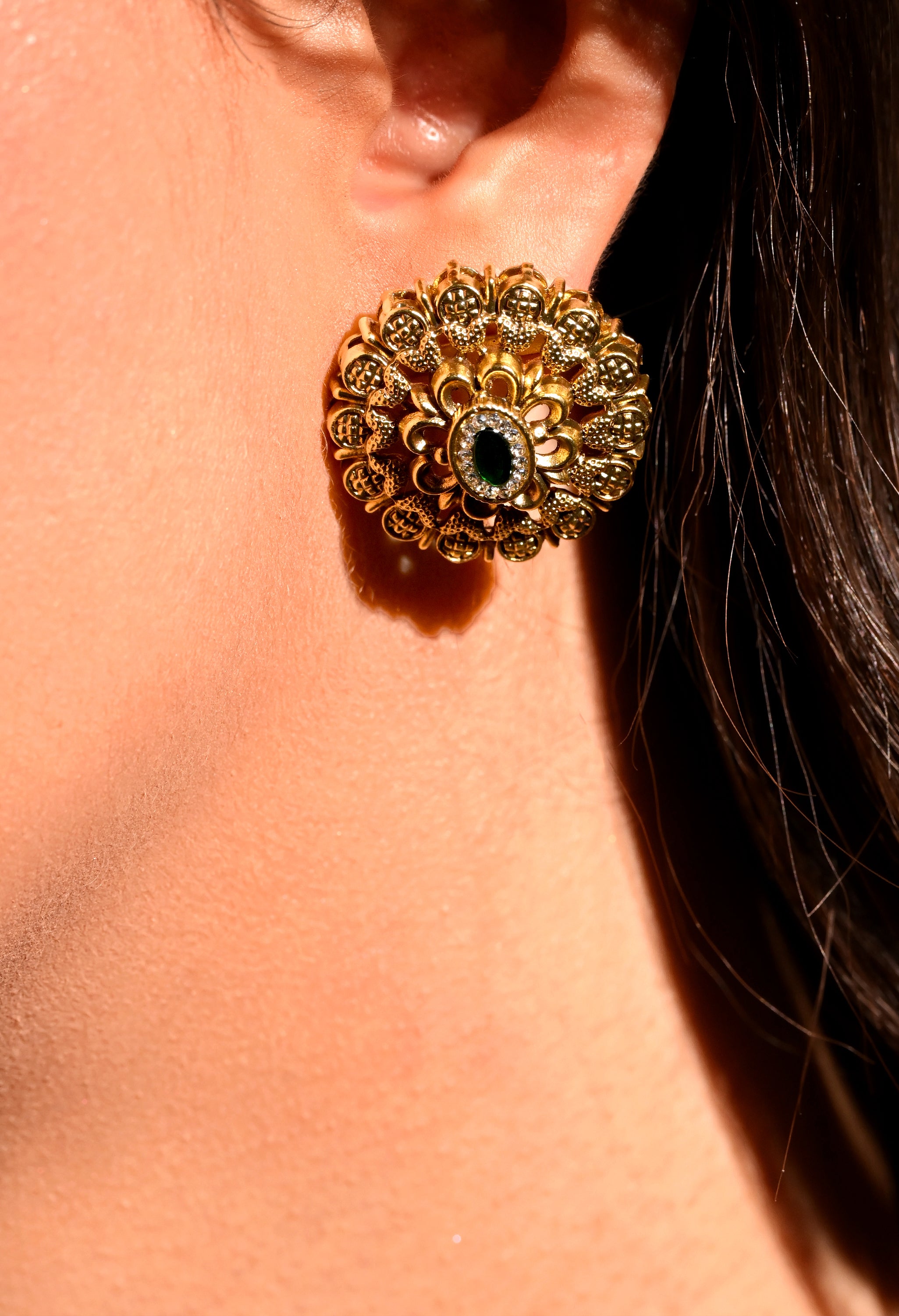 Emerald Bloom Stud Earrings