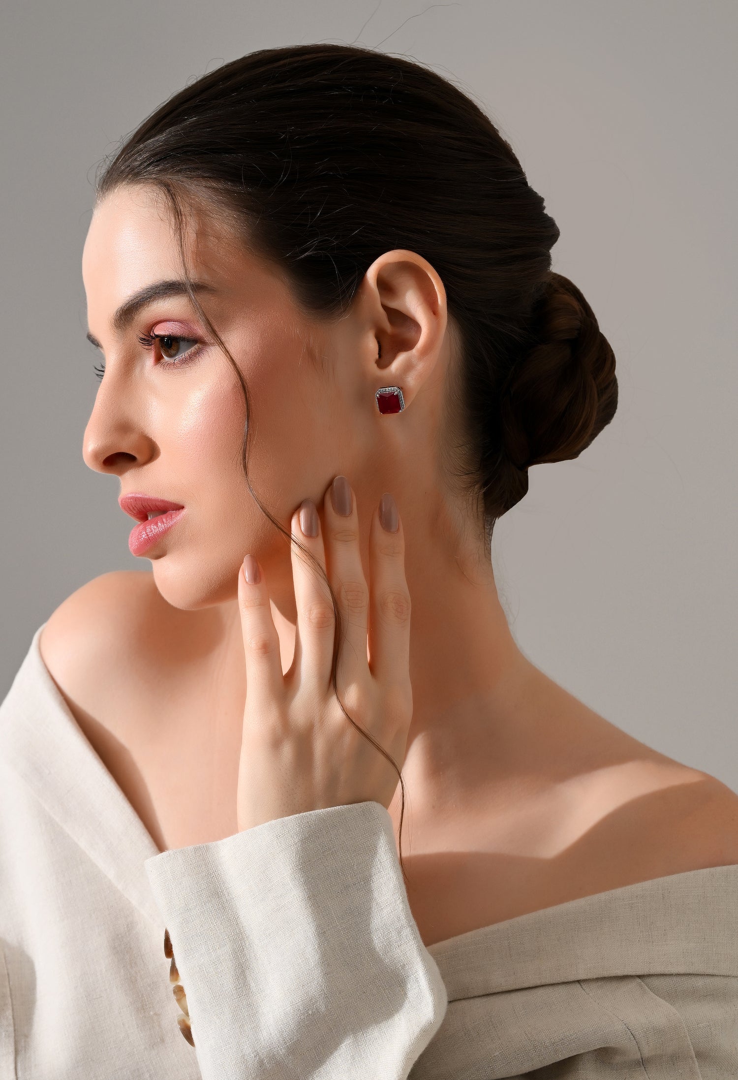 Crimson Luxe Square Studs