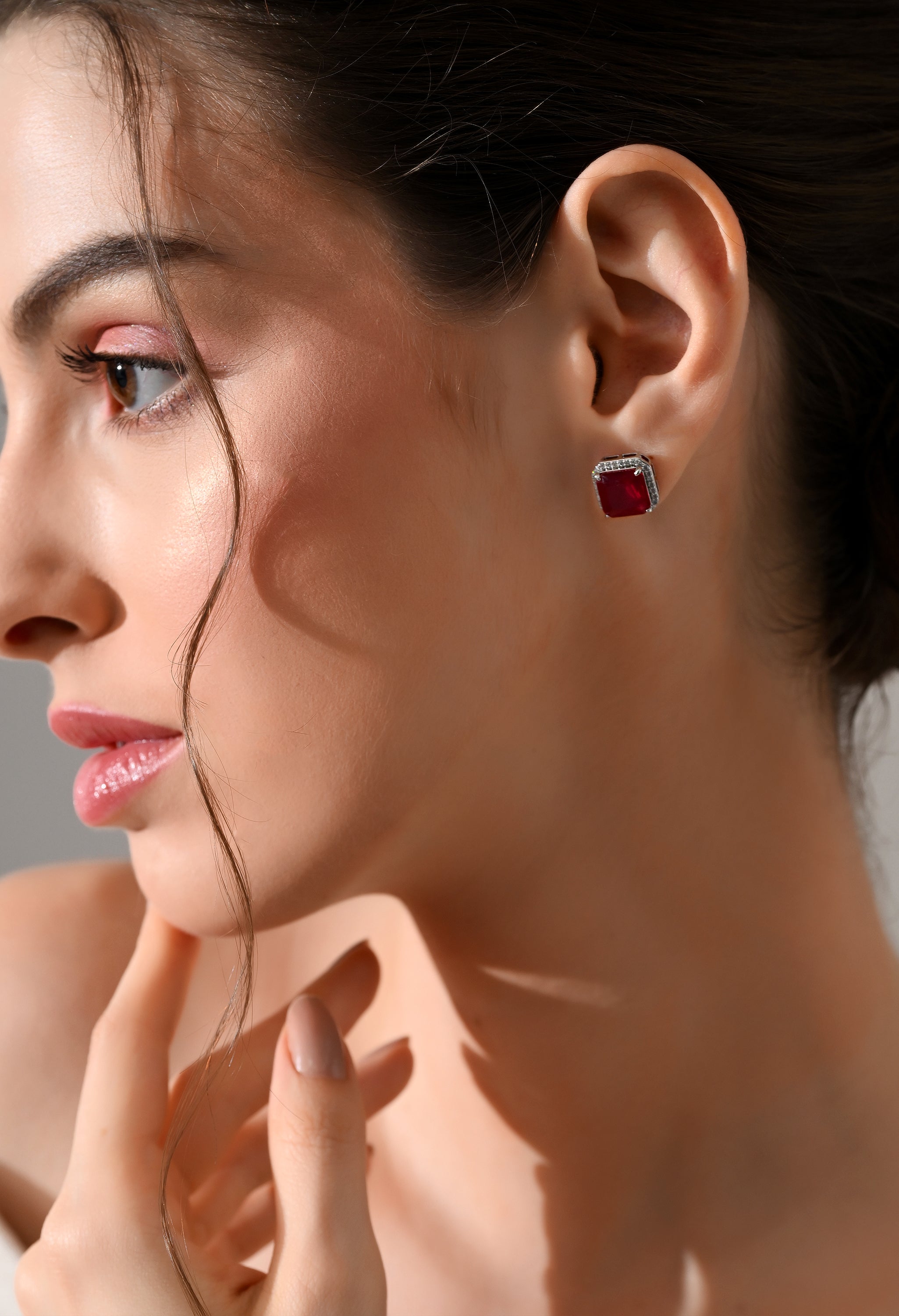 Crimson Luxe Square Studs
