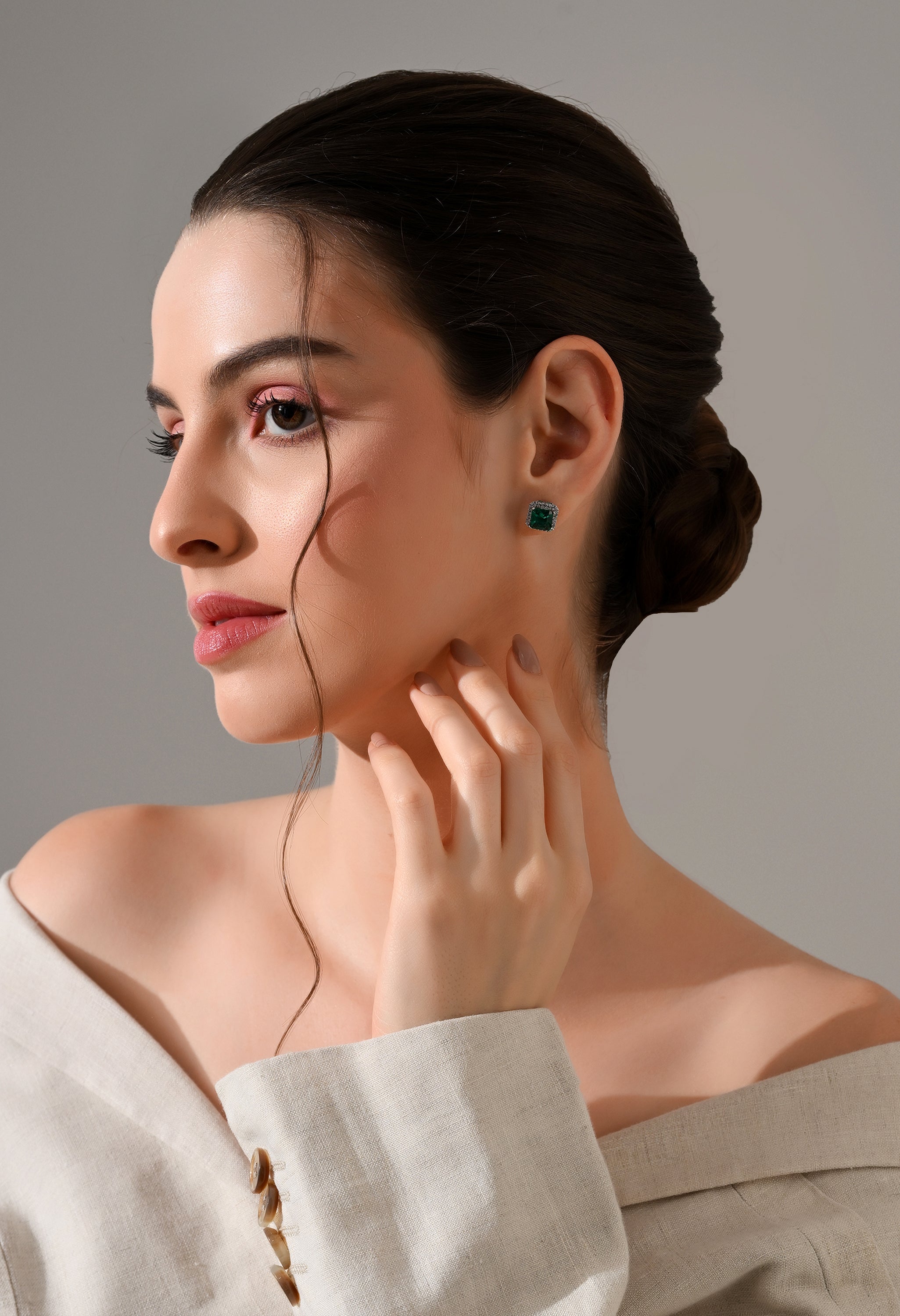 Emerald Majesty Square Studs