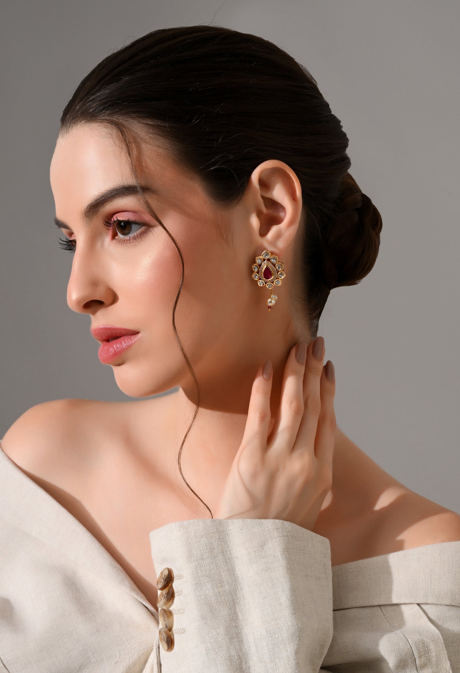 Royal Ruby Kundan Drop Earrings