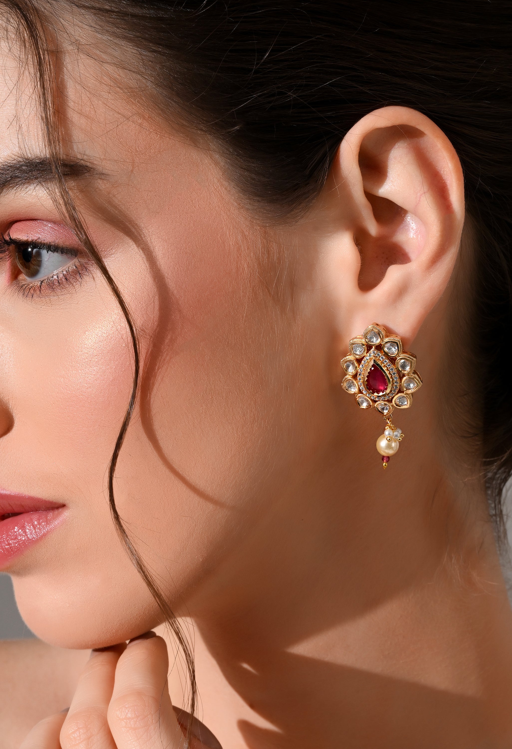 Royal Ruby Kundan Drop Earrings
