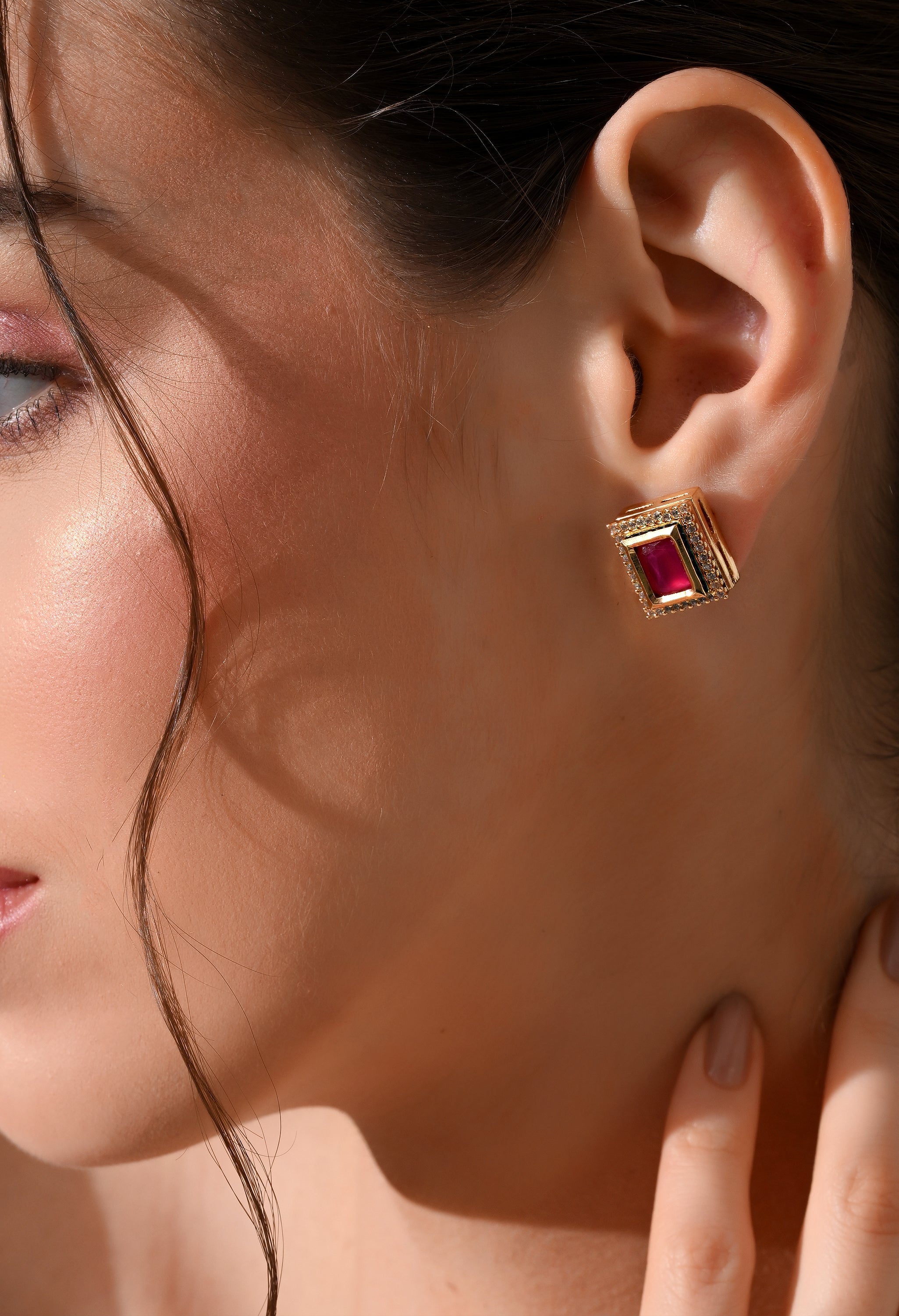 Crimson Royale Square Earrings