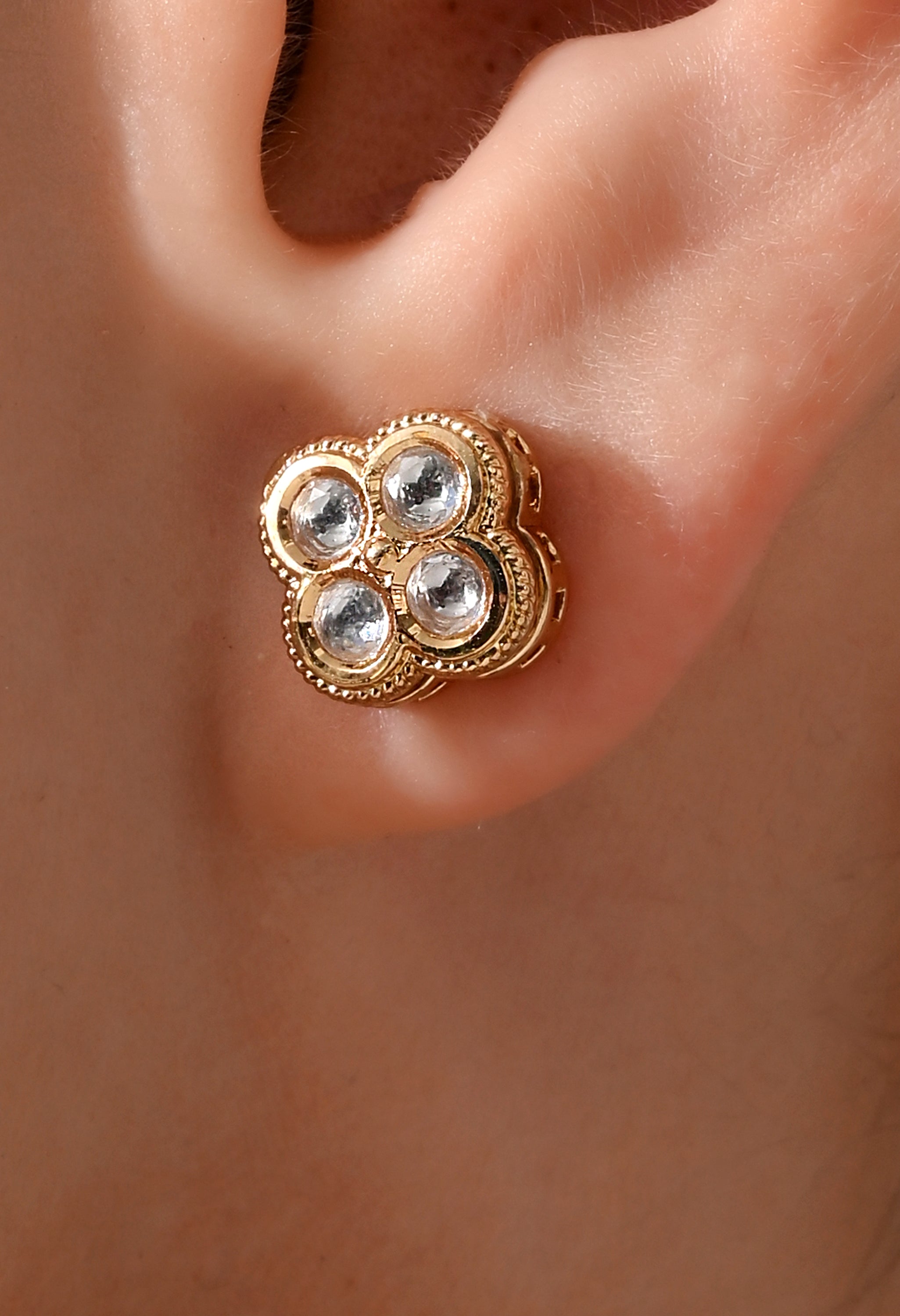 Golden Clover Crystal Studs