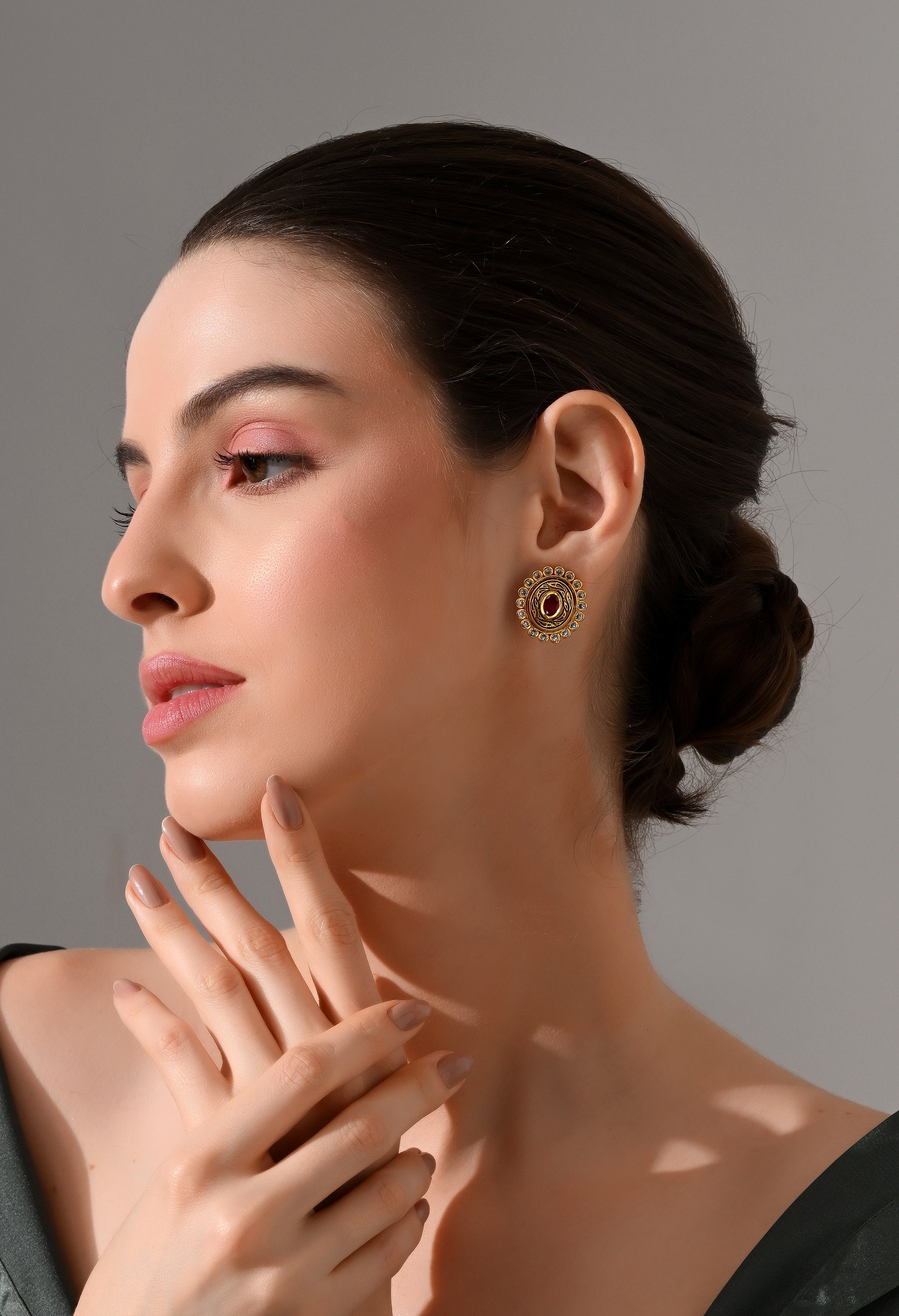 Royal Ruby Glow Stud Earrings