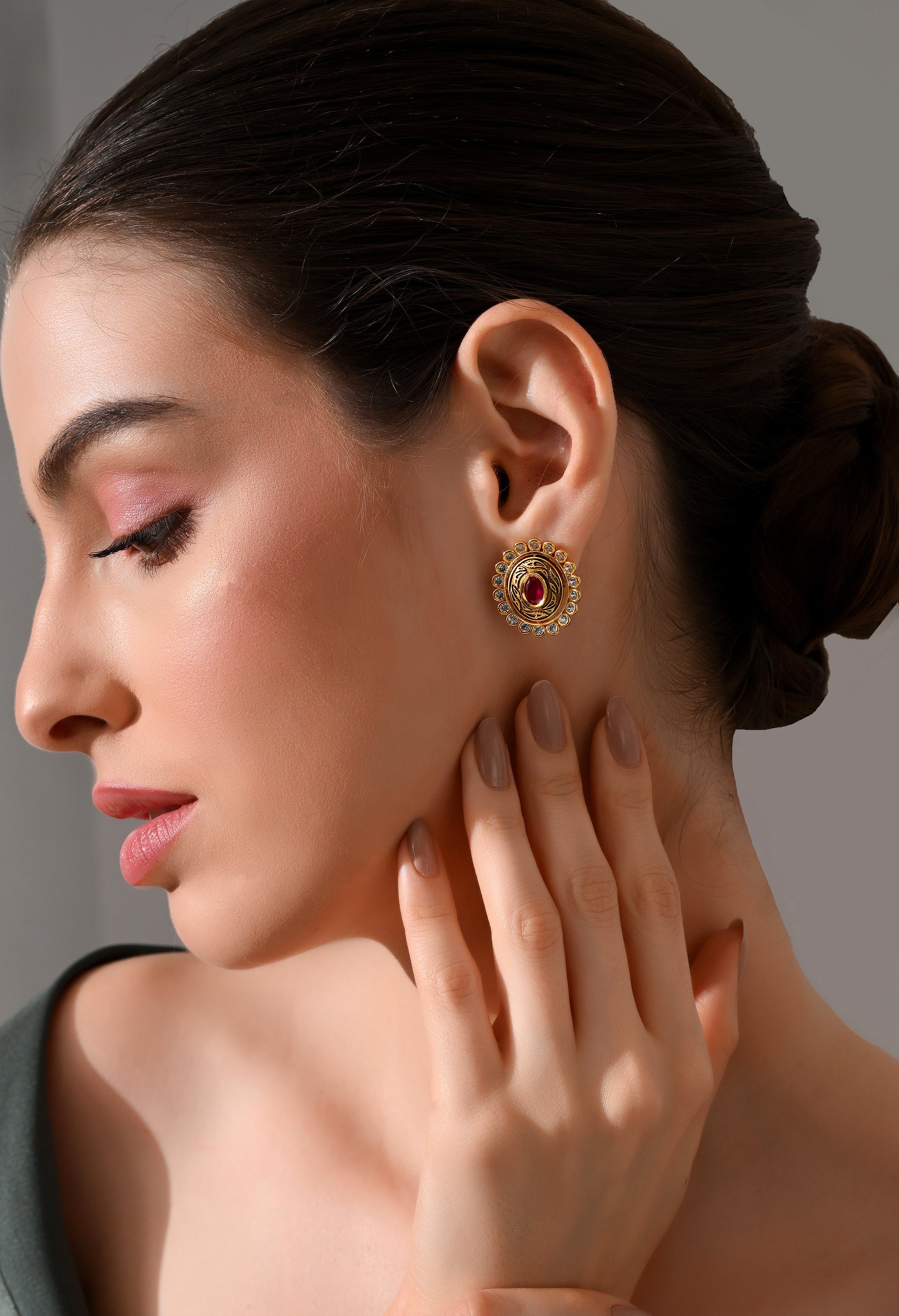 Royal Ruby Glow Stud Earrings