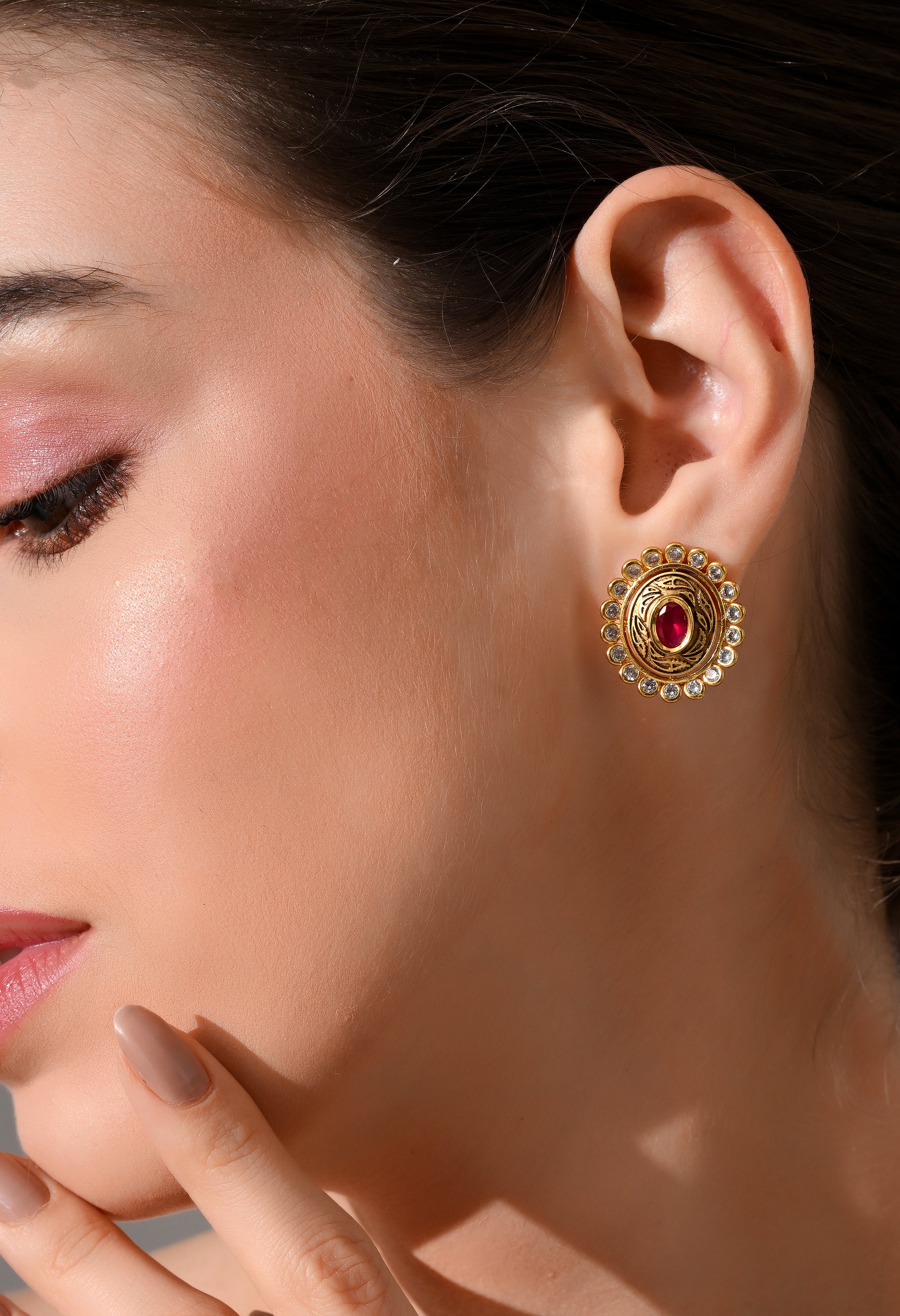 Royal Ruby Glow Stud Earrings