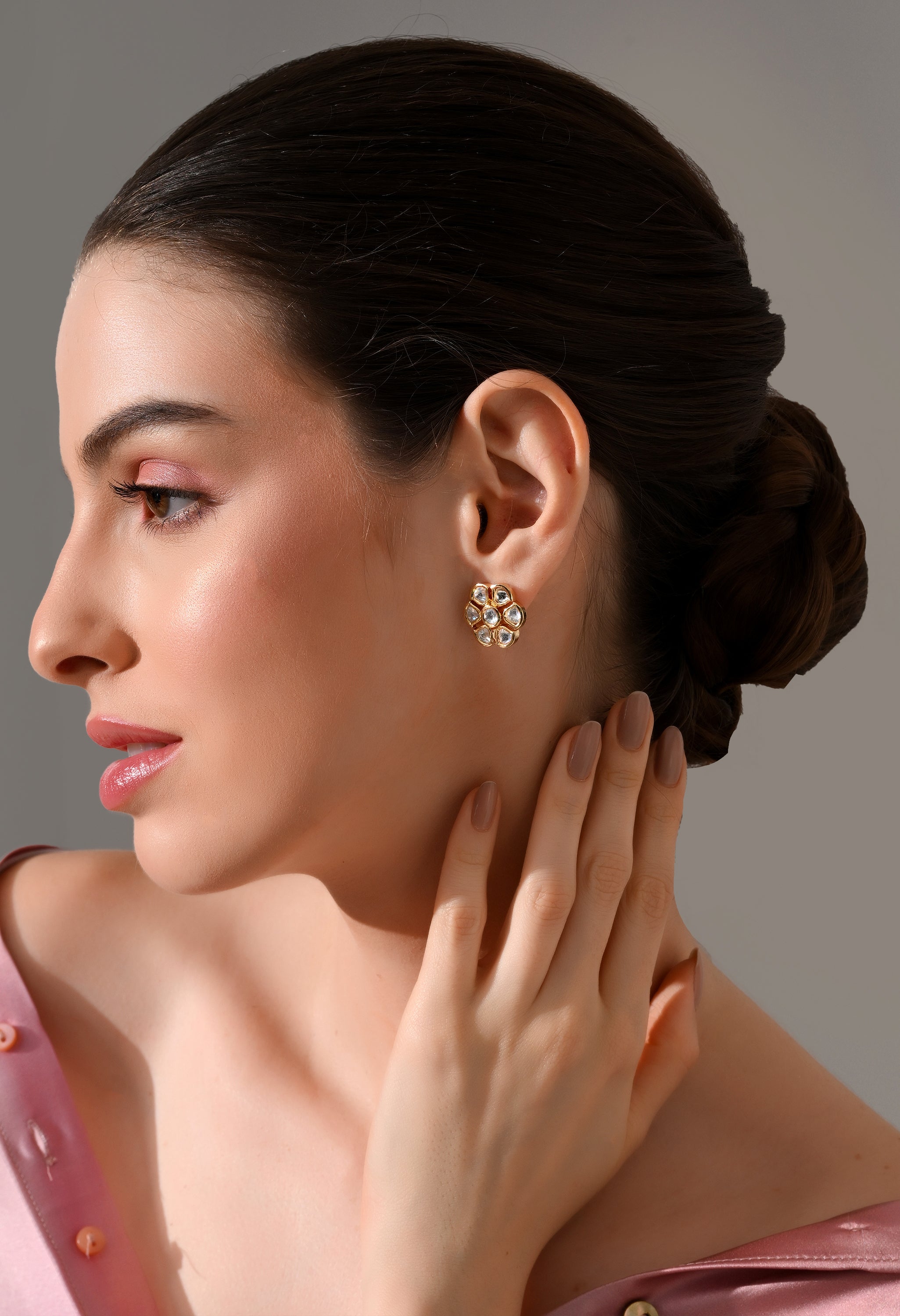 Radiant Petal Kundan Stud Earrings