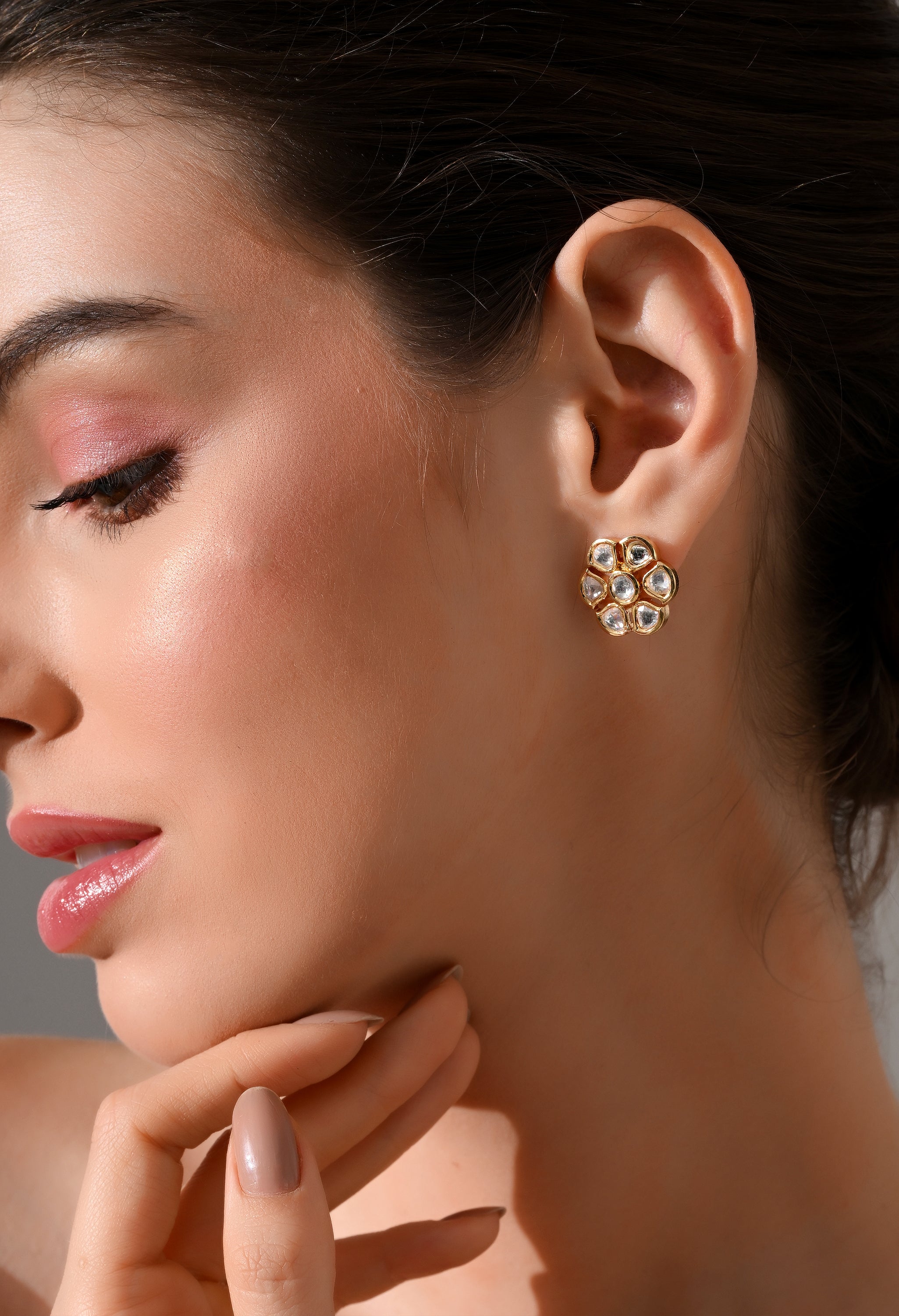 Radiant Petal Kundan Stud Earrings