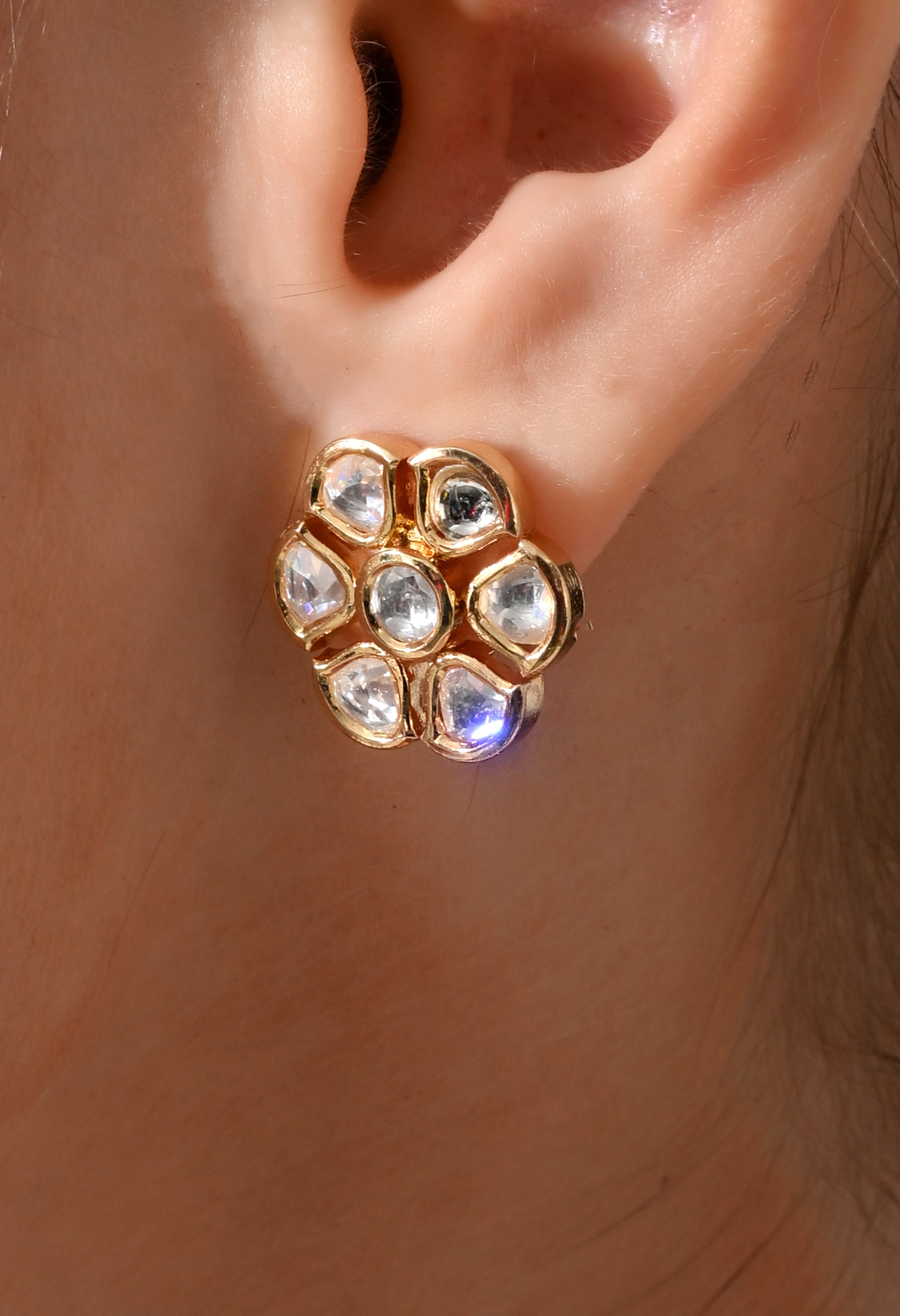 Radiant Petal Kundan Stud Earrings