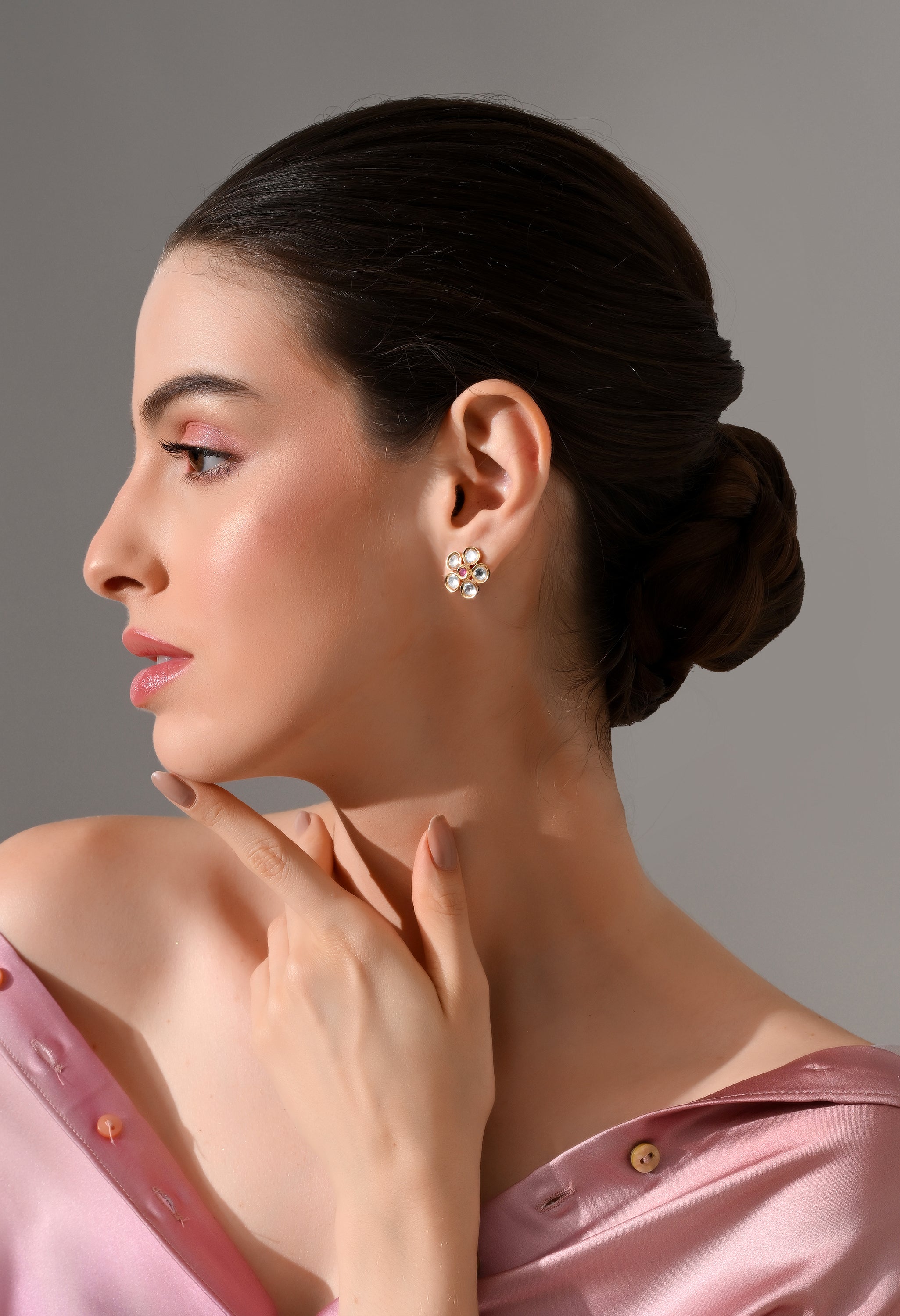 Ruby Bloom Kundan Stud Earrings