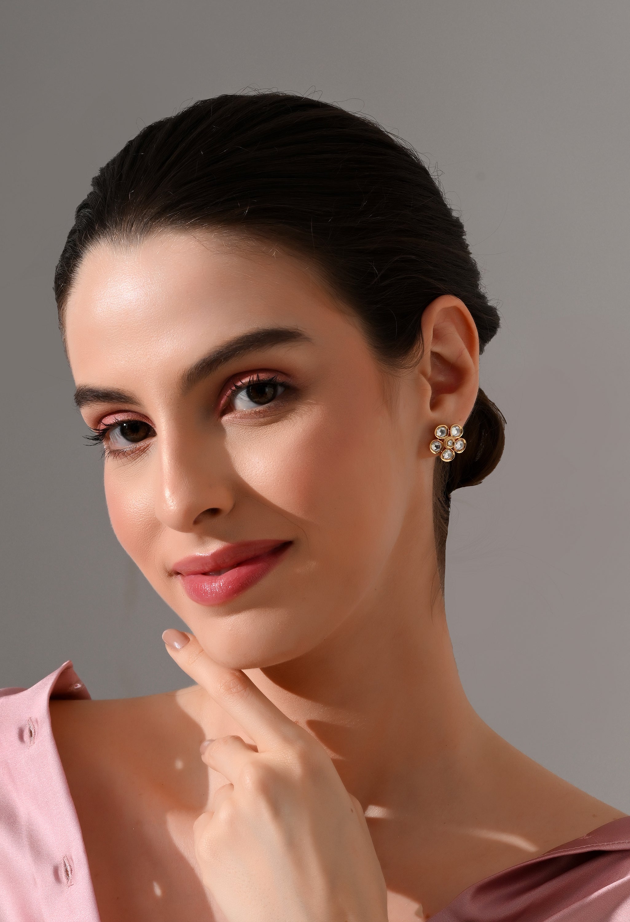 Crystal Bloom Kundan Stud Earrings
