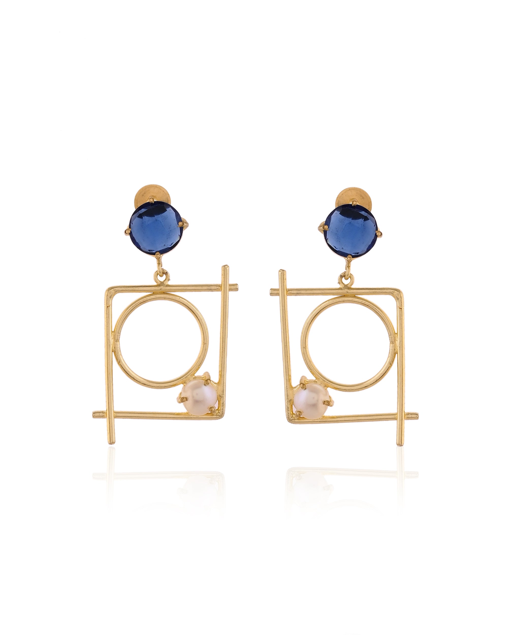 Geometric Pearl Drop Earrings