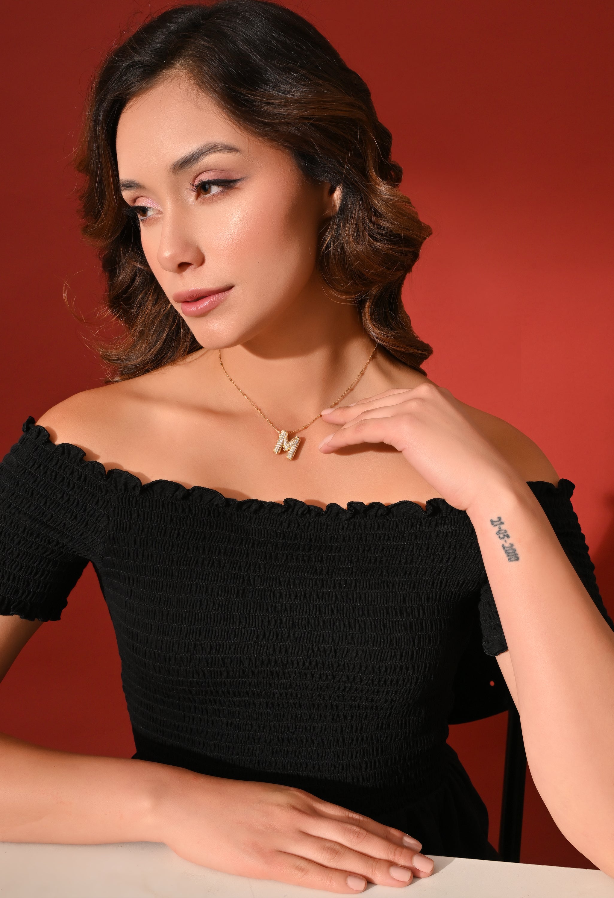 Crystal (M) Initial Pendant Necklace