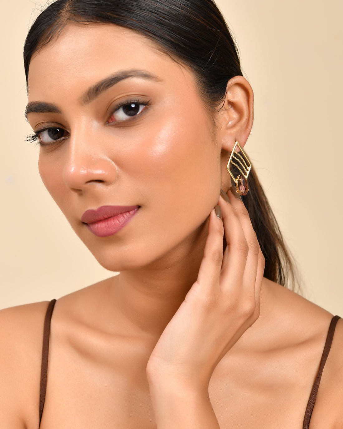 Geometric Crystal Drop Earrings