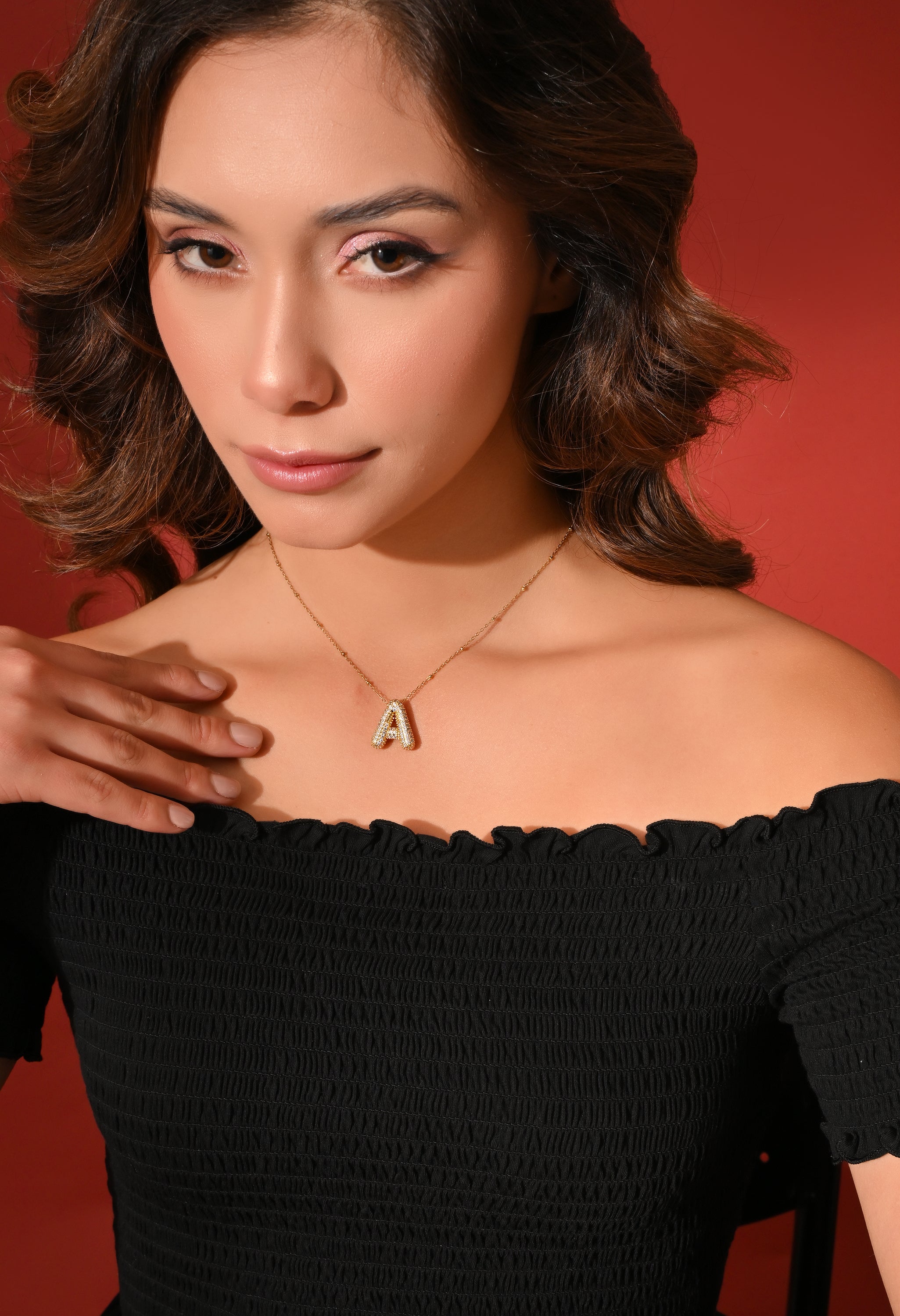 Crystal (A) Initial Pendant Necklace