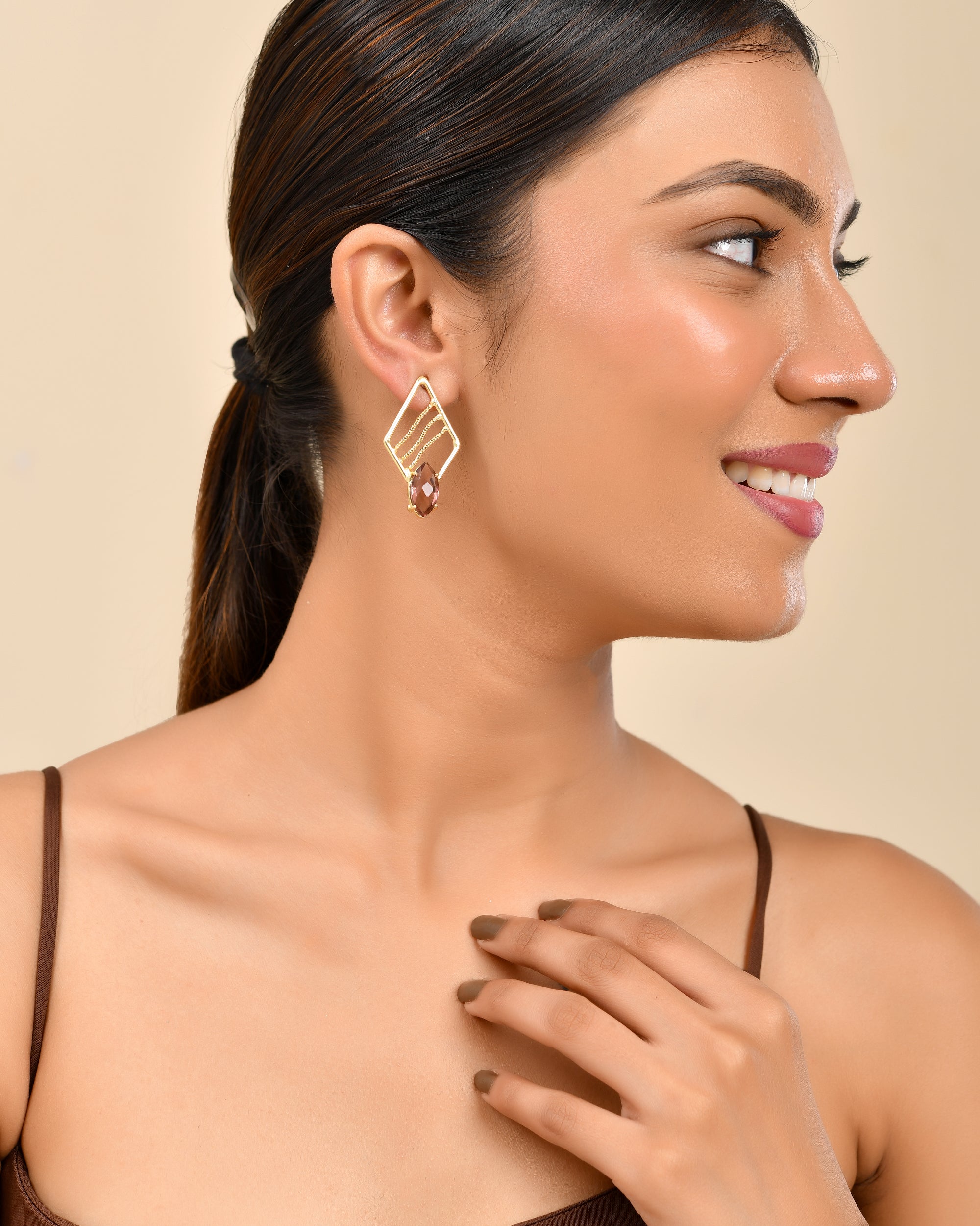 Geometric Crystal Drop Earrings