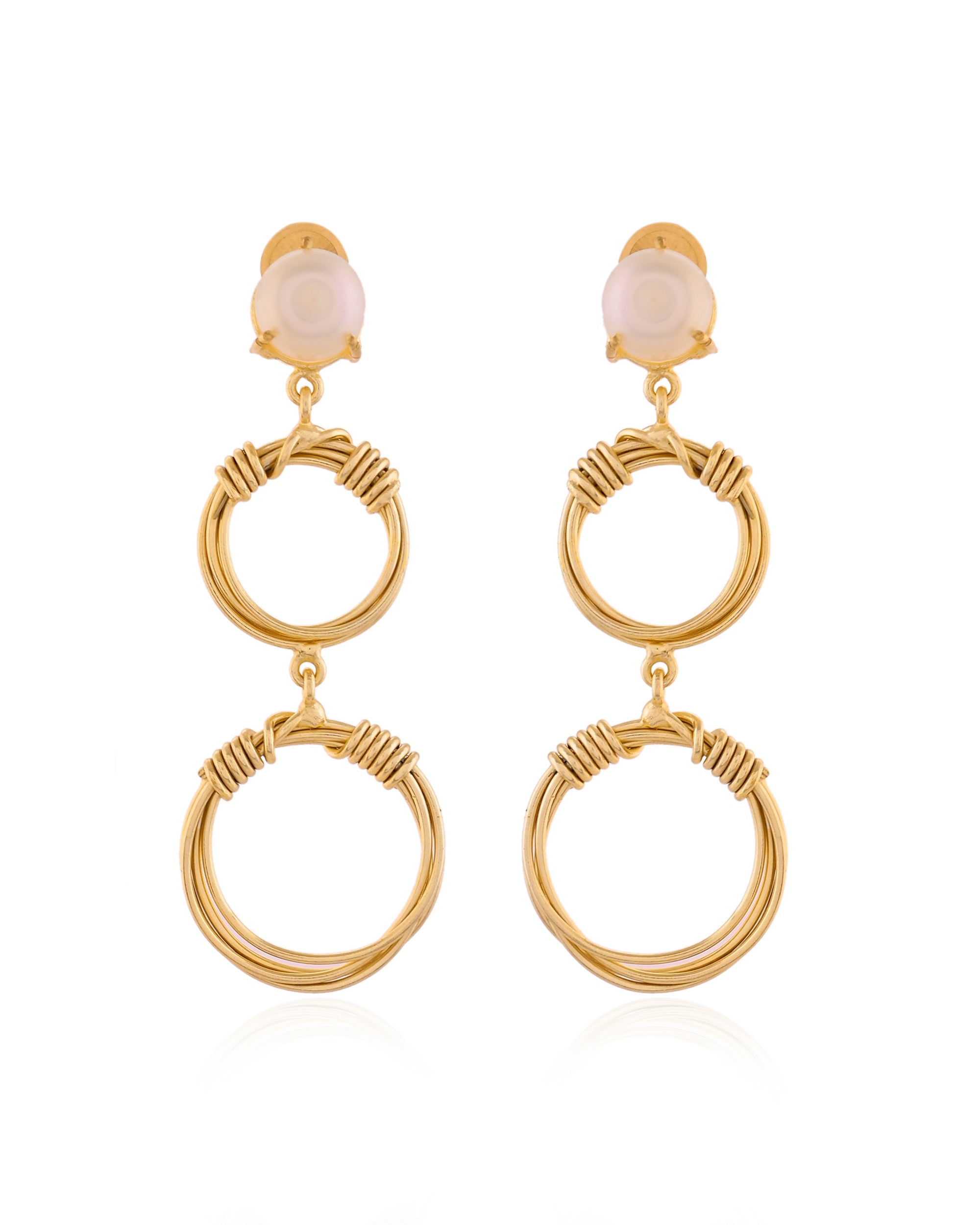 Pearl Double Hoop Drop Earrings