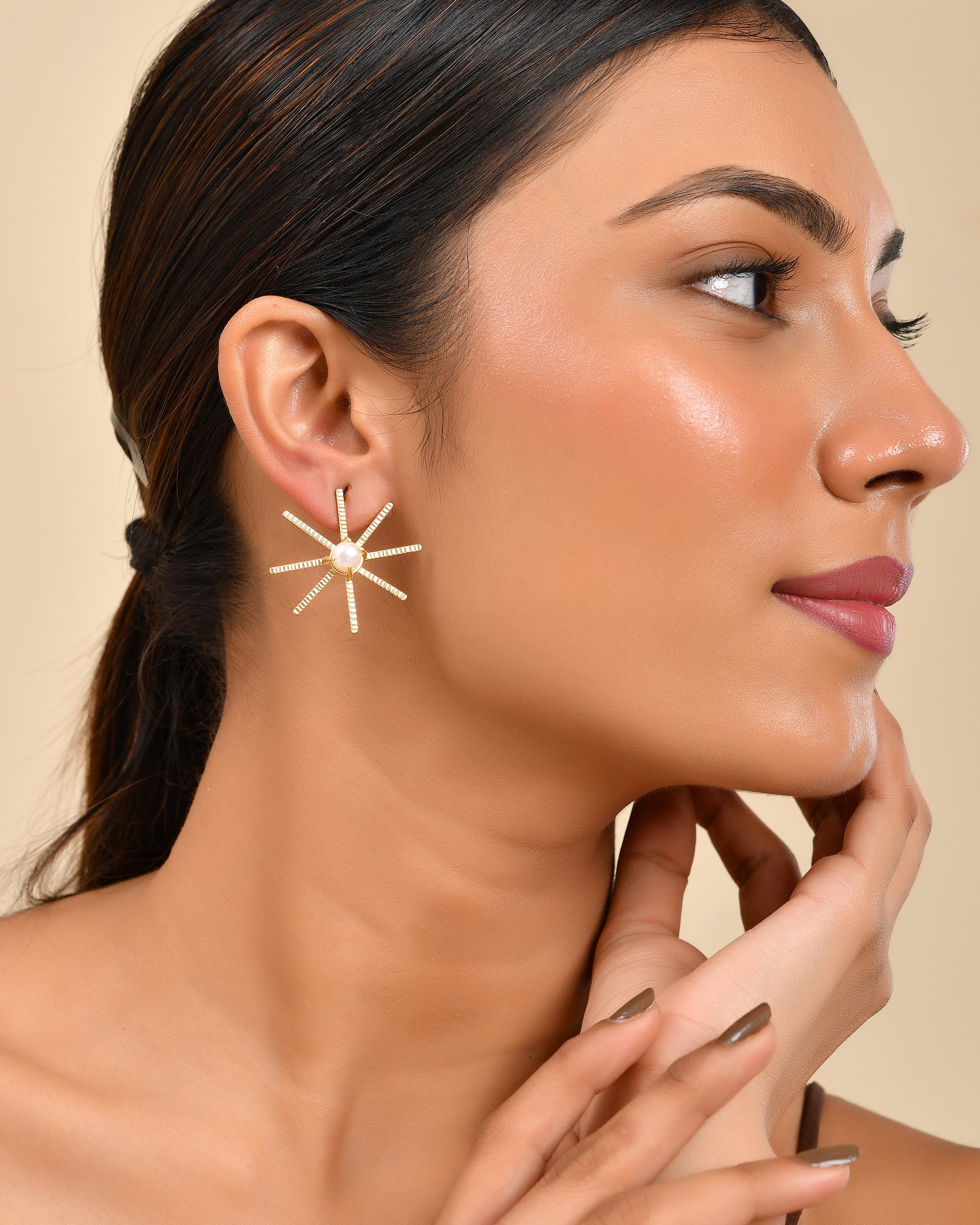 Pearl Drop Hoop Earrings