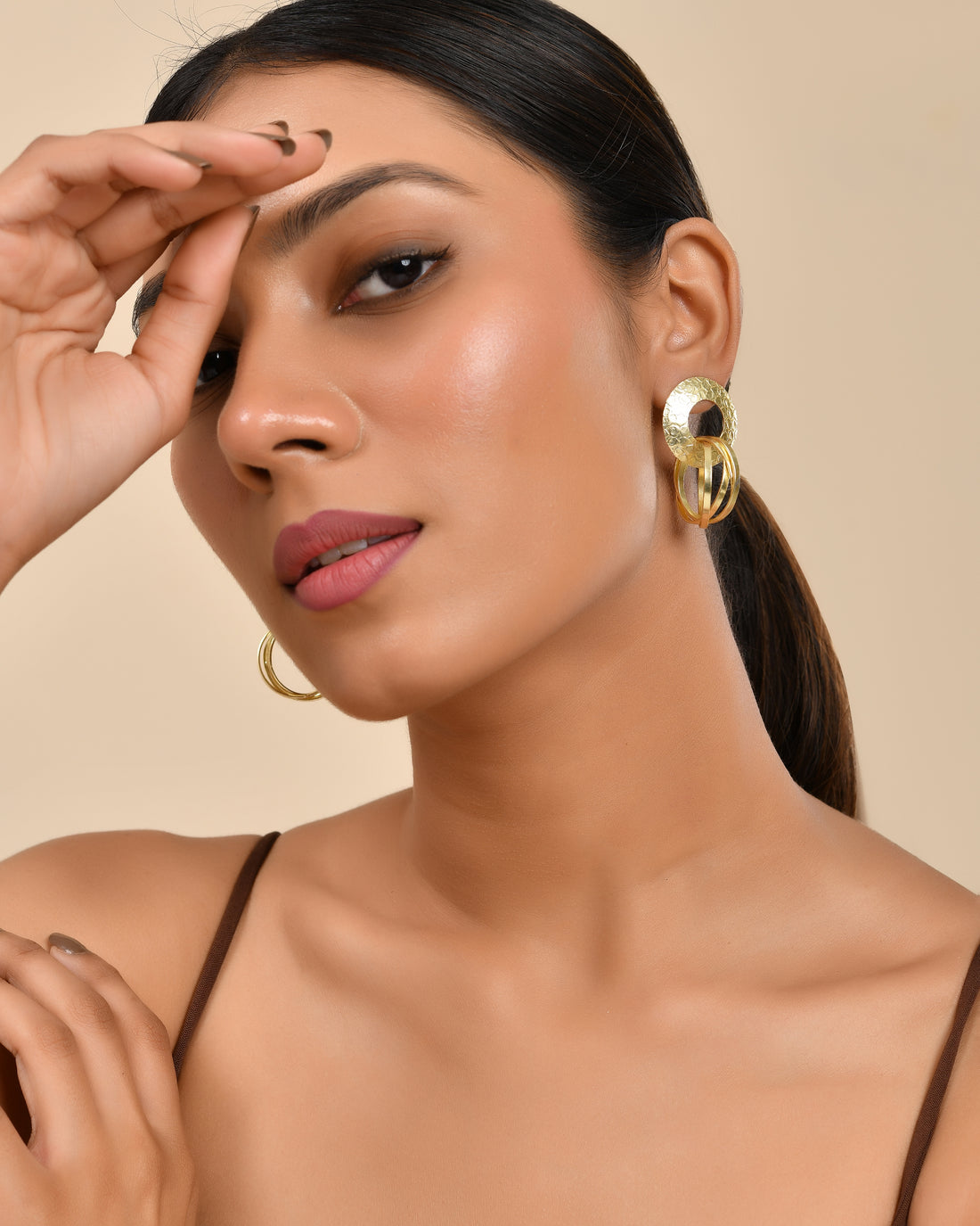 Textured Gold Hoop Earrings