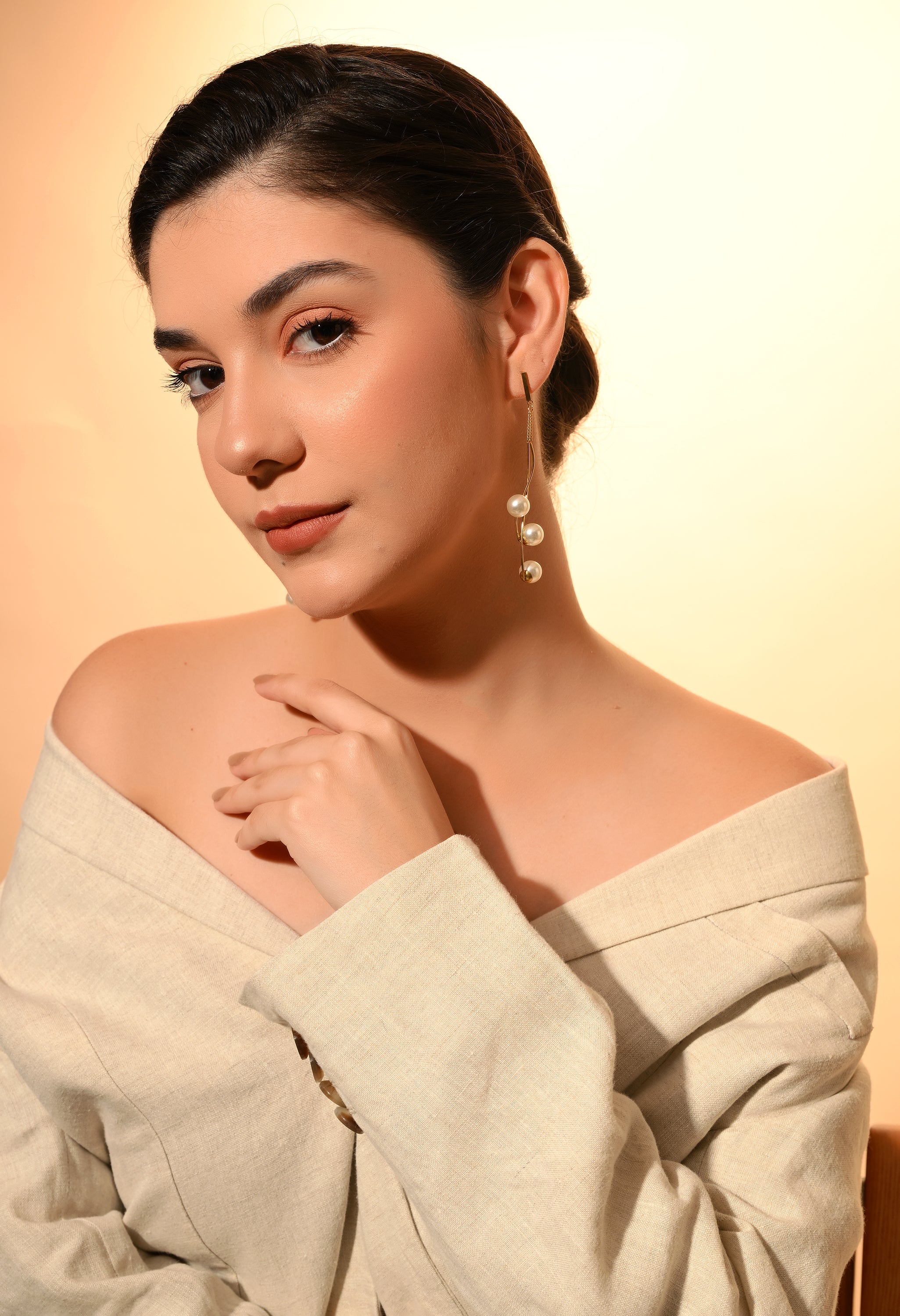 Golden Grace Pearl Drop Earrings