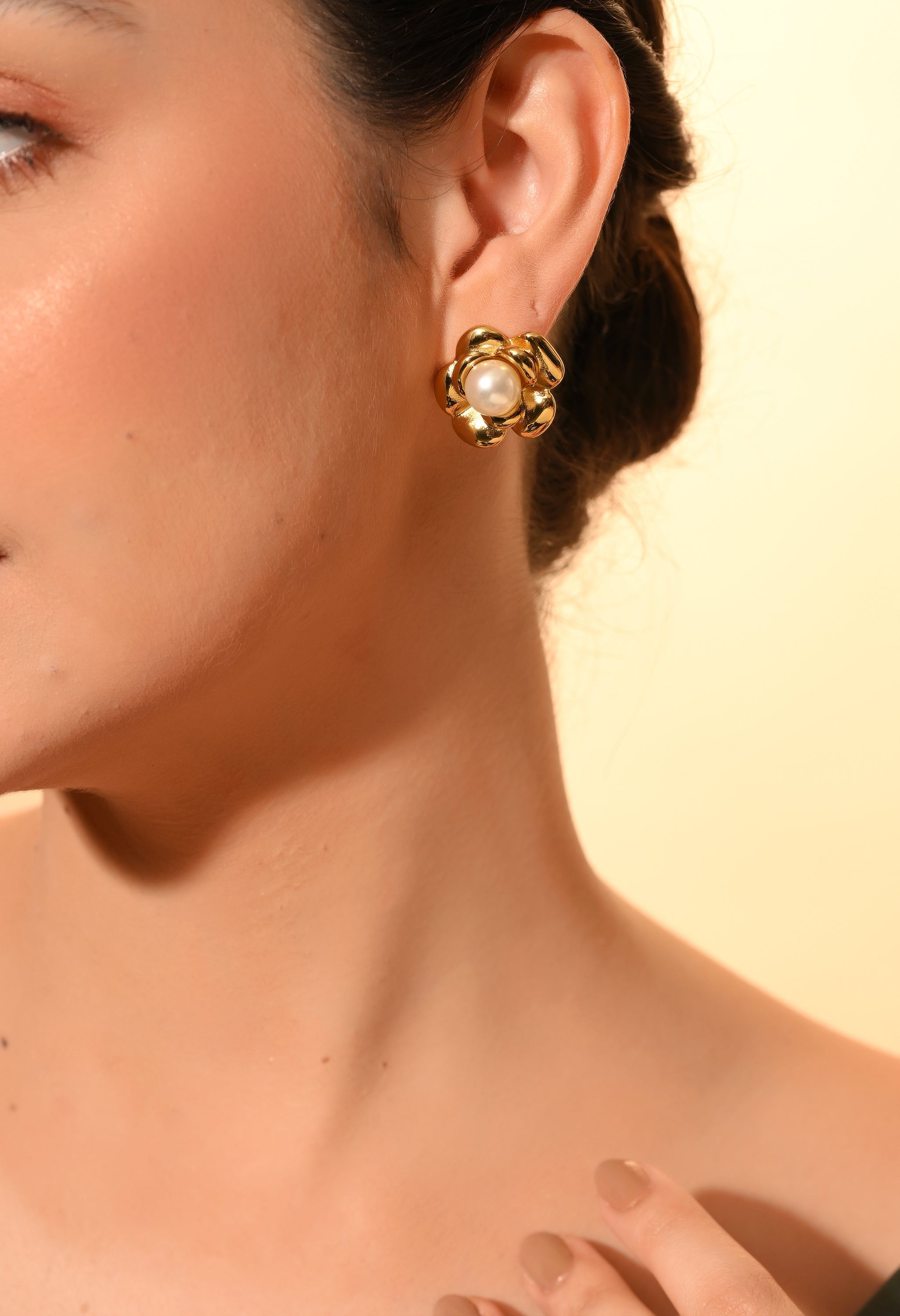 Golden Bloom Pearl Studs