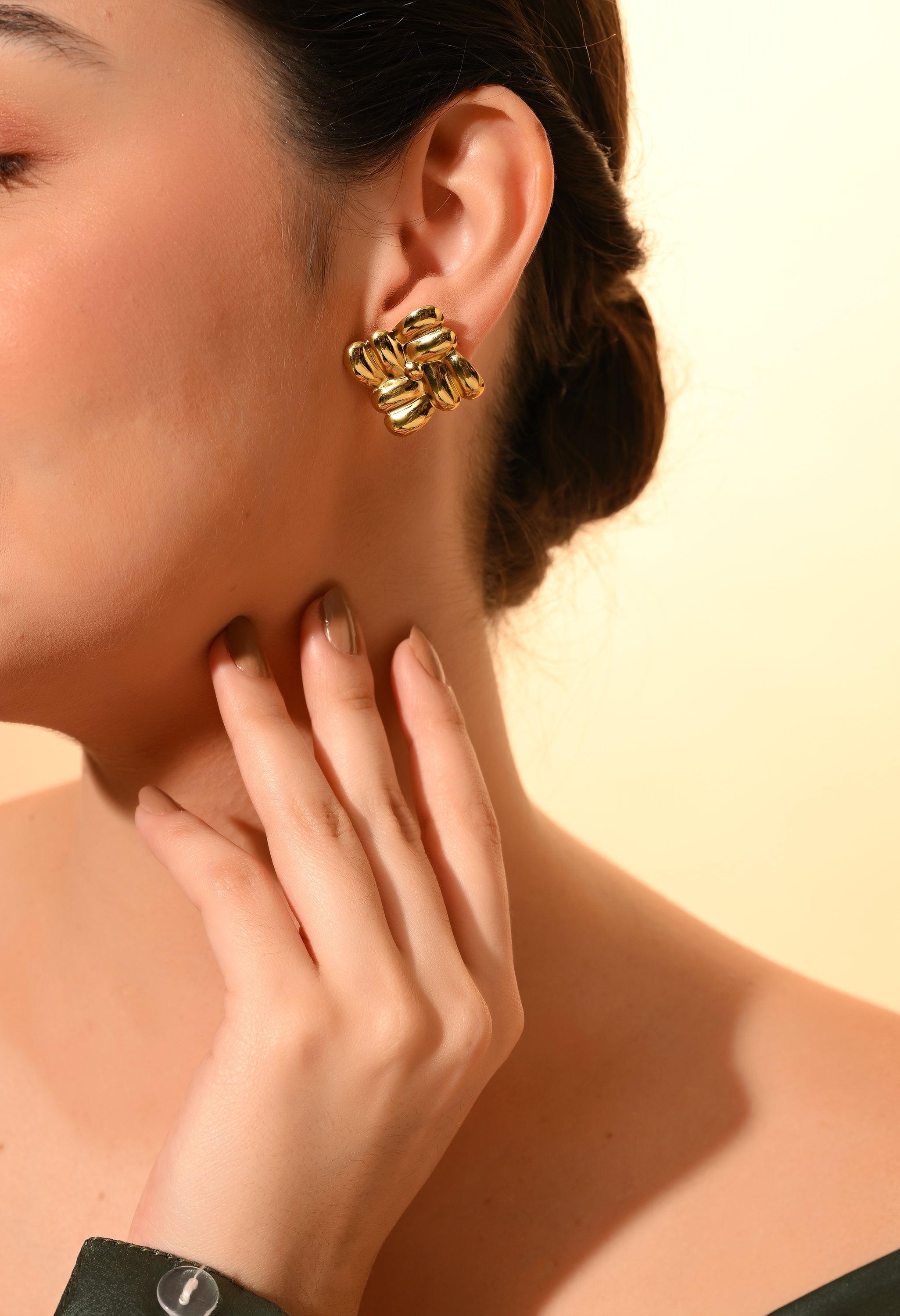Golden Petal Cluster Studs