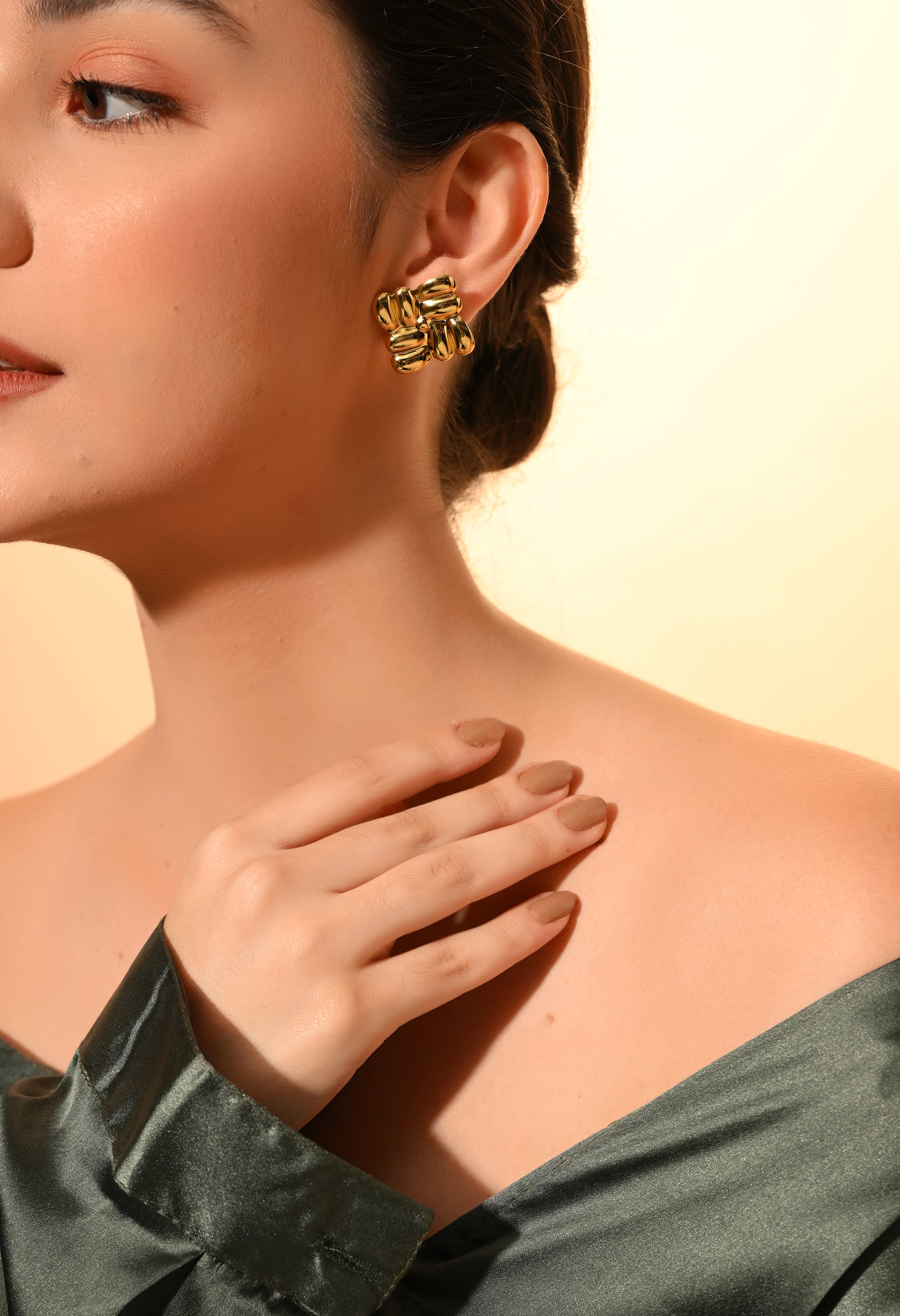 Golden Petal Cluster Studs