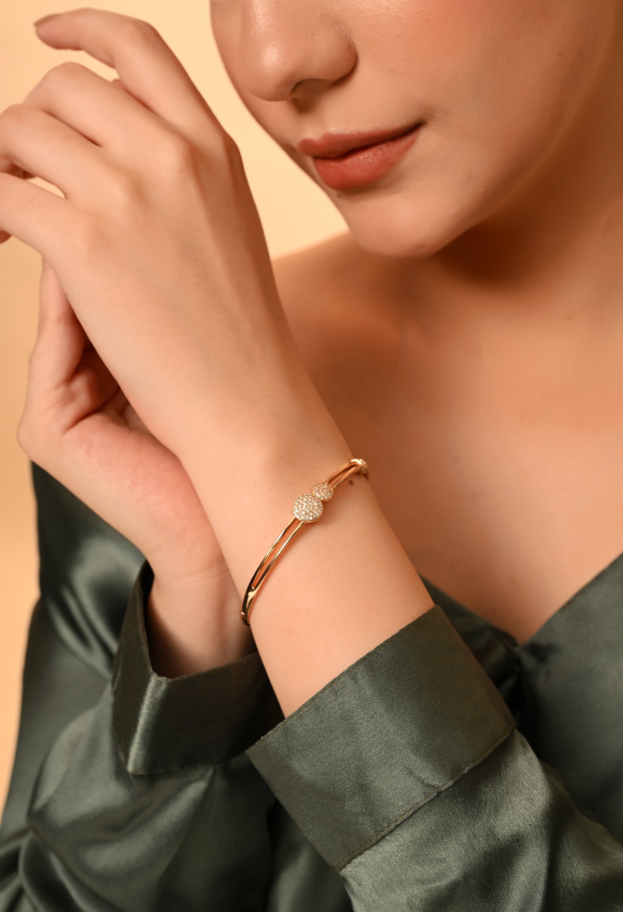 Golden Dual Sparkle Cuff Bracelet