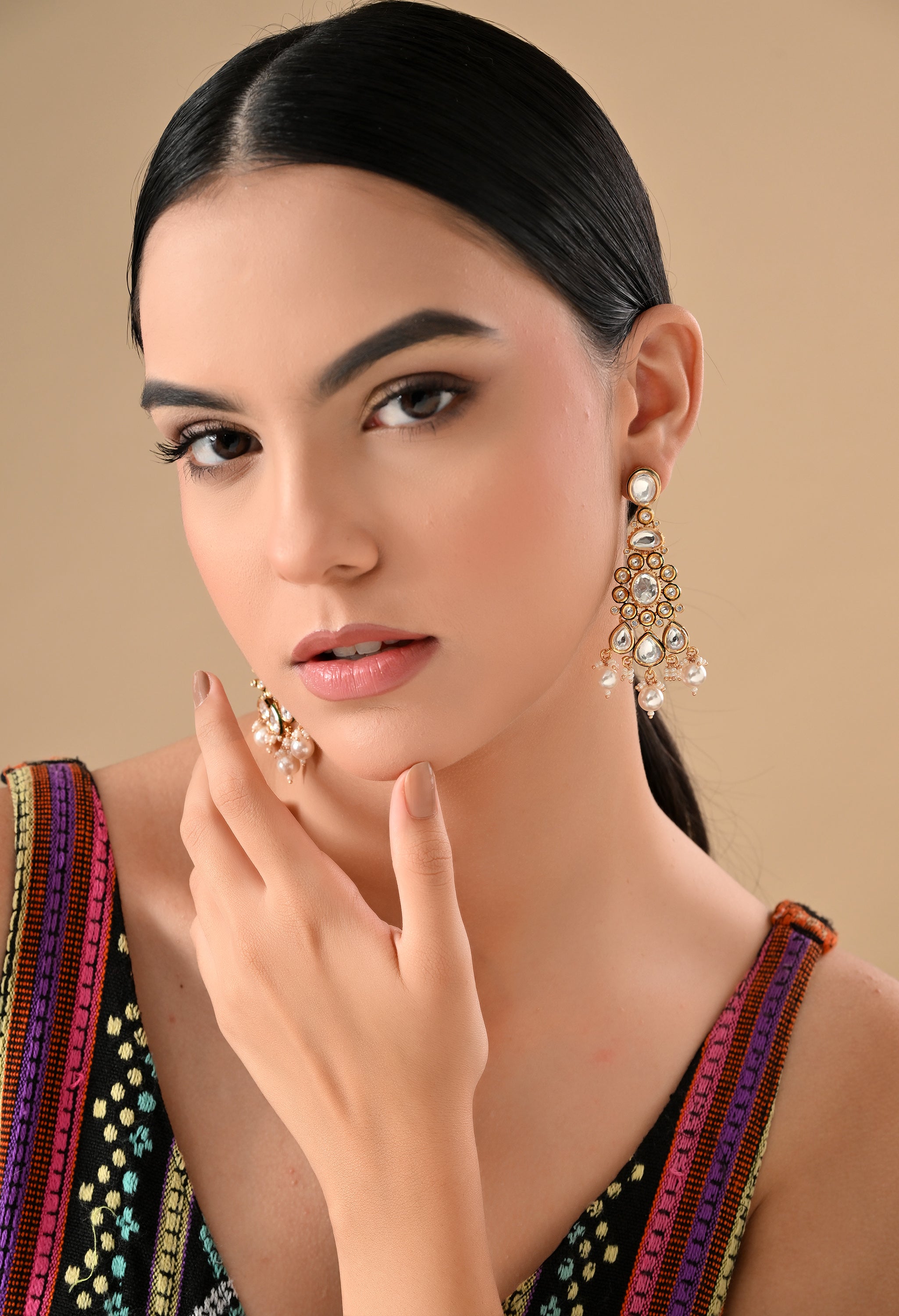 Radiant Pearl Drop Kundan Earrings