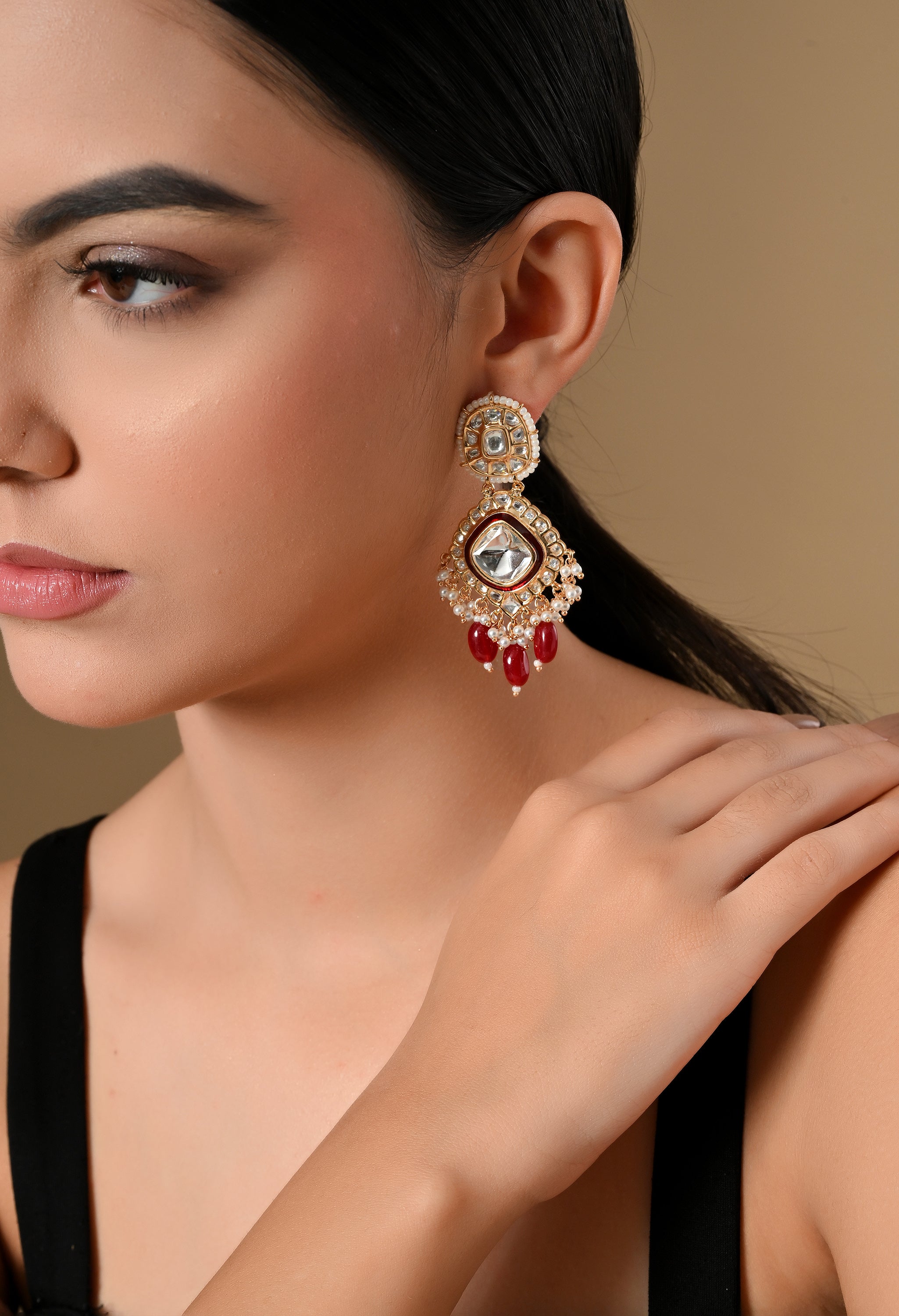 Stunning Ruby and Pearl Earrings