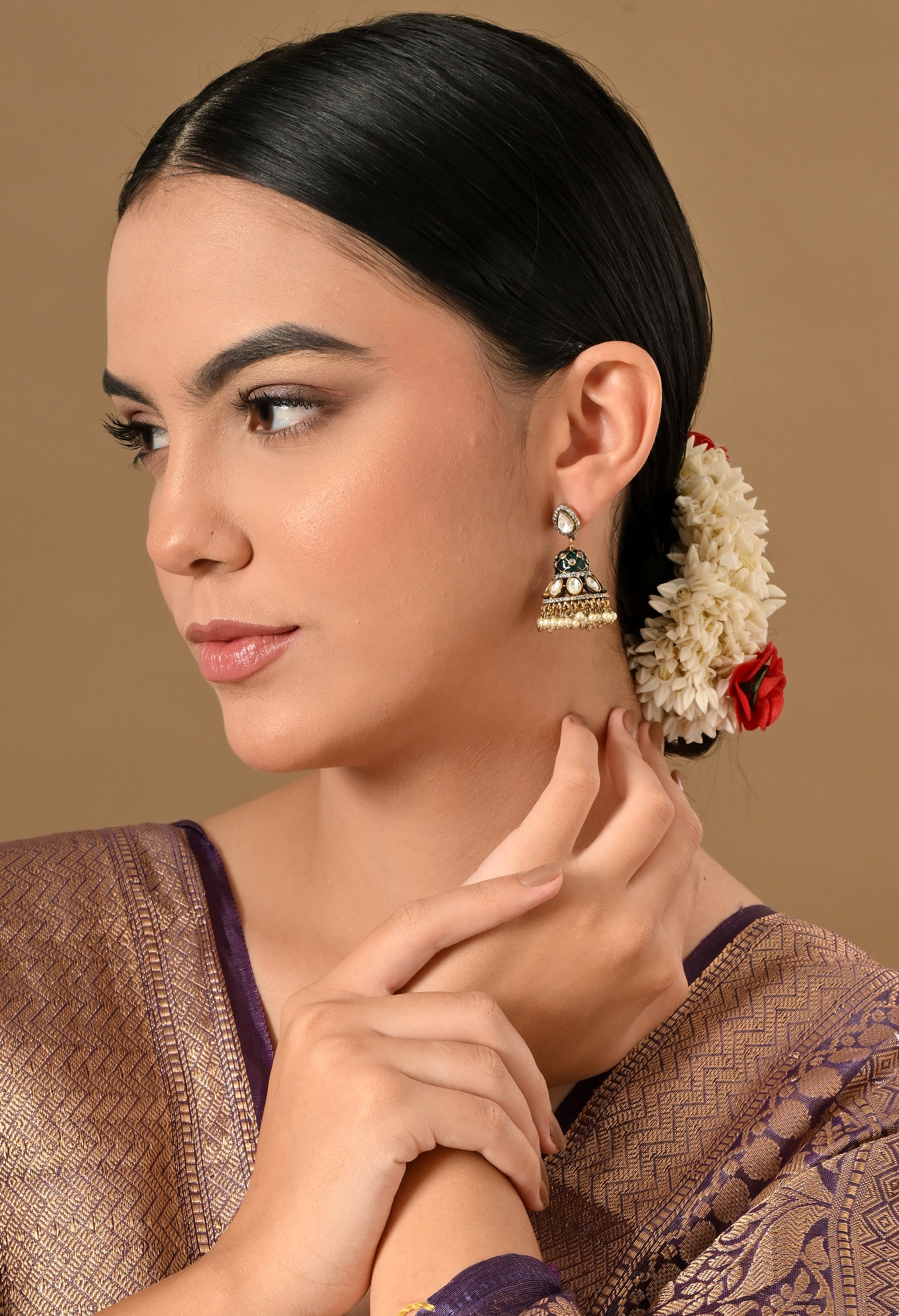 Elegant Royal Green Jhumka Earrings